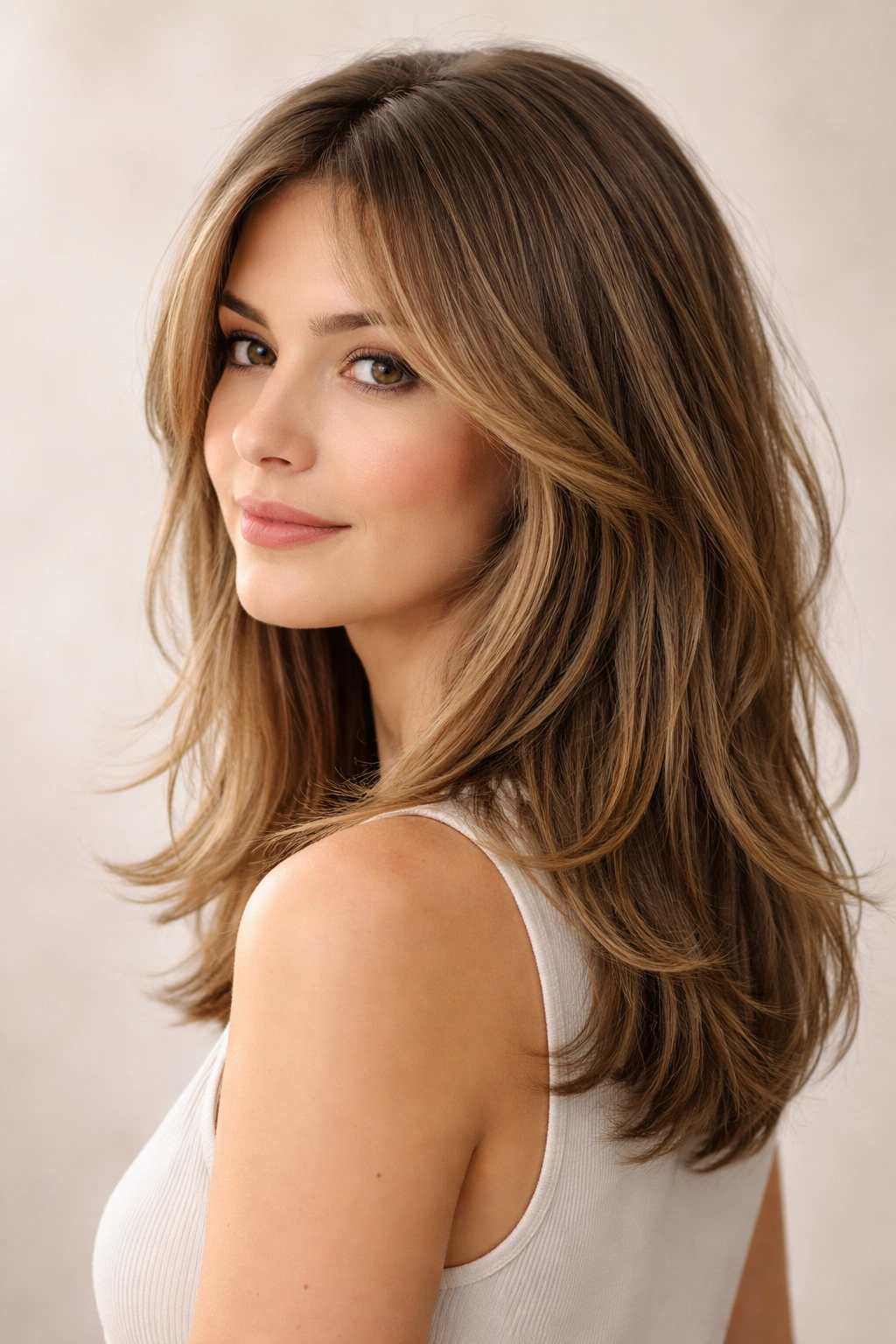 Shoulder-length hair with subtle layers on a head silhouette