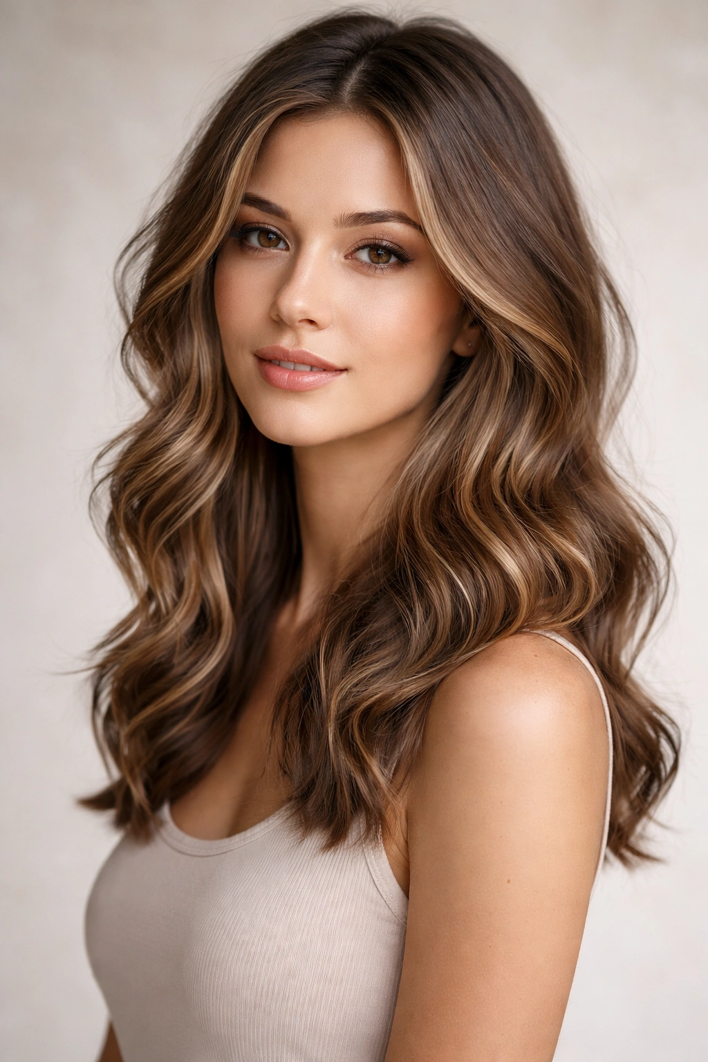 Medium-length wavy hair with natural body and movement