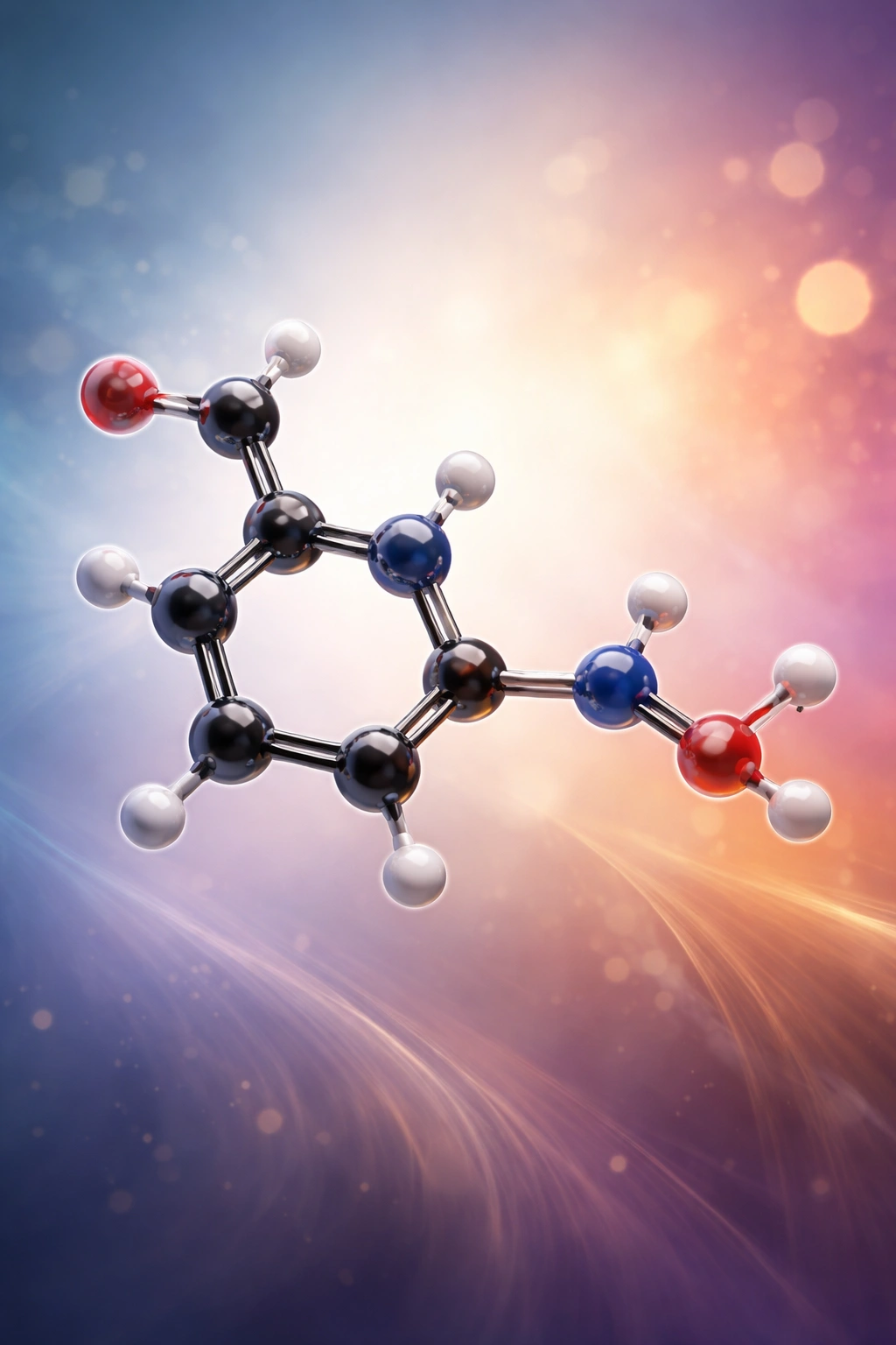 Melatonin molecule on a gradient background hinting at hair loss contexts