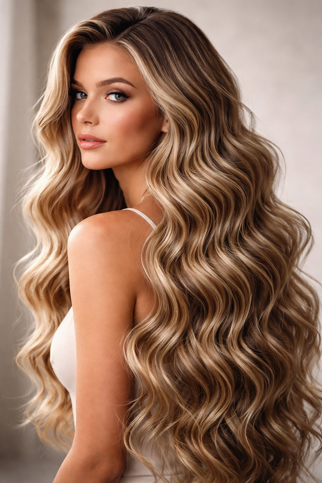 25 Hairstyles For Women Sorted By Length 19 Long hair with sculpted mermaid waves and pronounced texture in a studio portrait