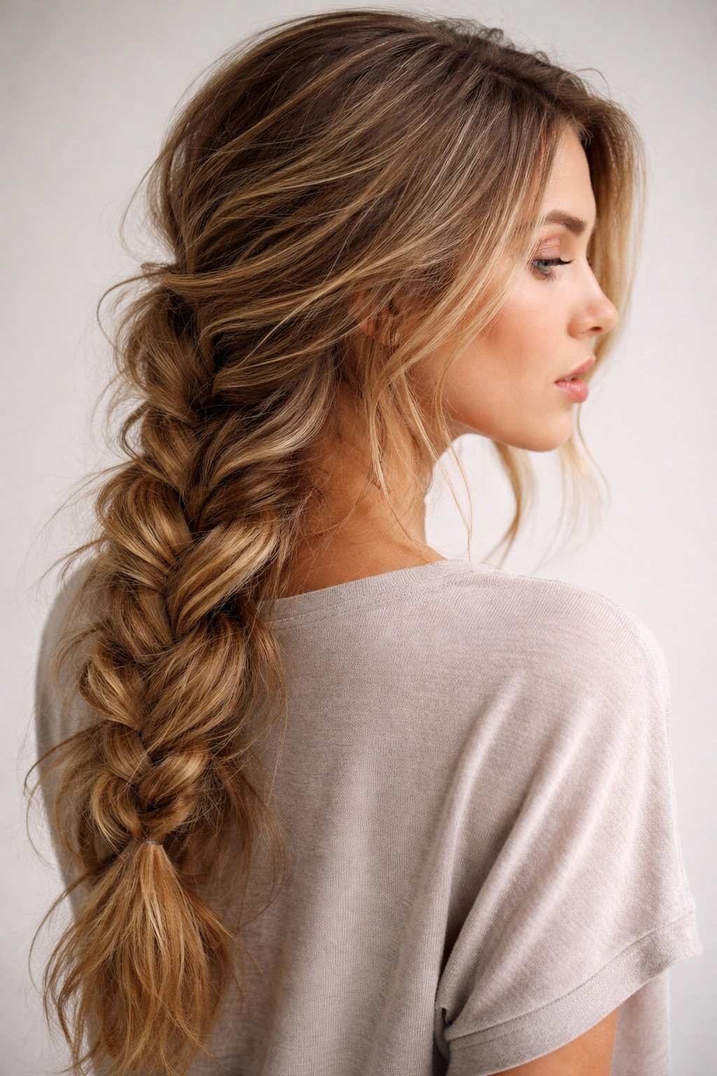 Loose textured braid with imperfect sections for fullness