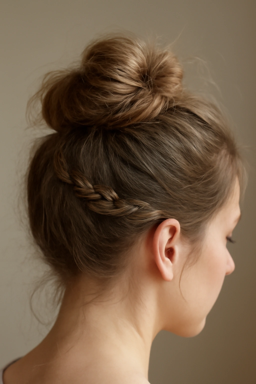 15 Quick and Easy Toddler Braids for Busy Mornings 16 Messy bun with braid wrap detail in a toddler's hair