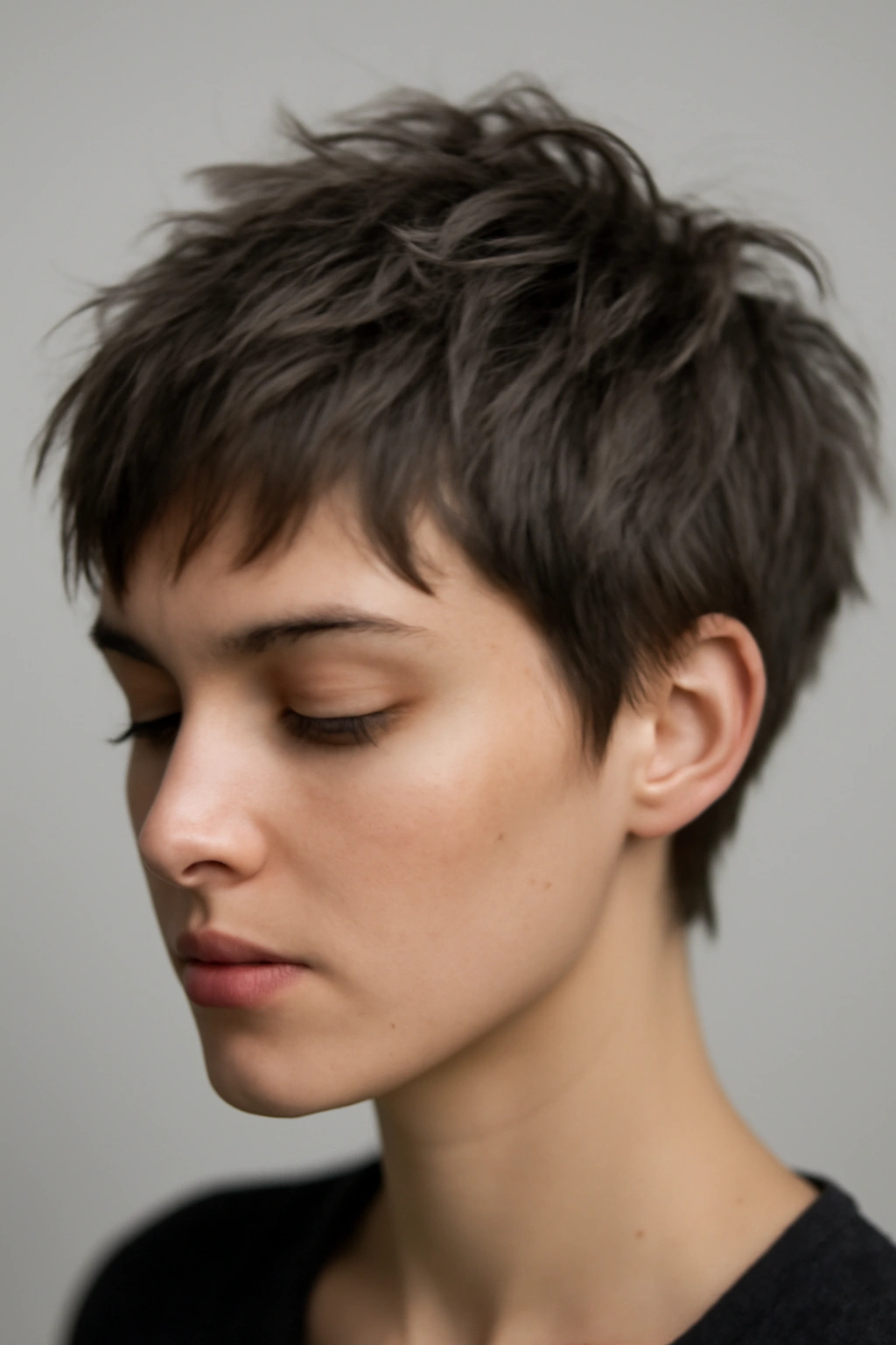 15 Short Haircut and Color Combos Worth Trying Together 8 Messy crop haircut in ash brown