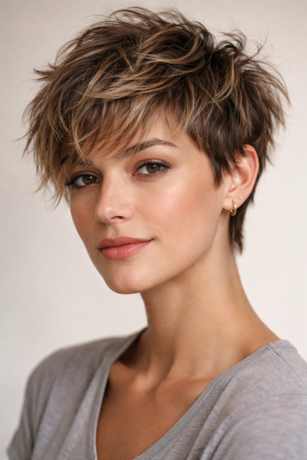 Short textured pixie haircut with messy, undone layers