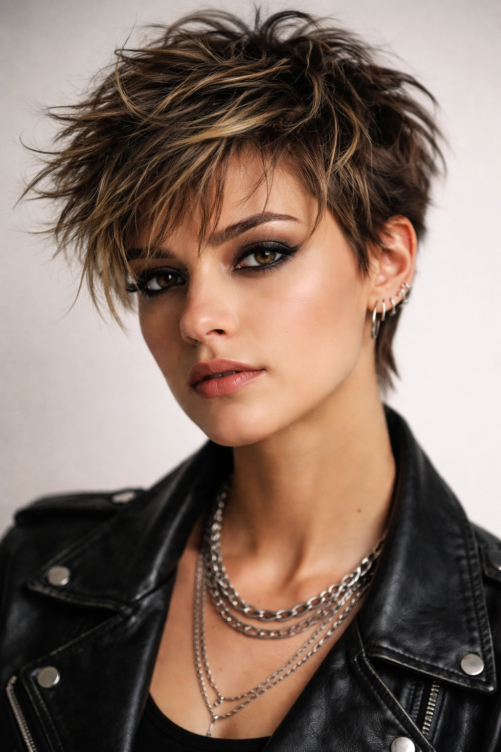 Portrait of a person with a tousled messy crop hairstyle.
