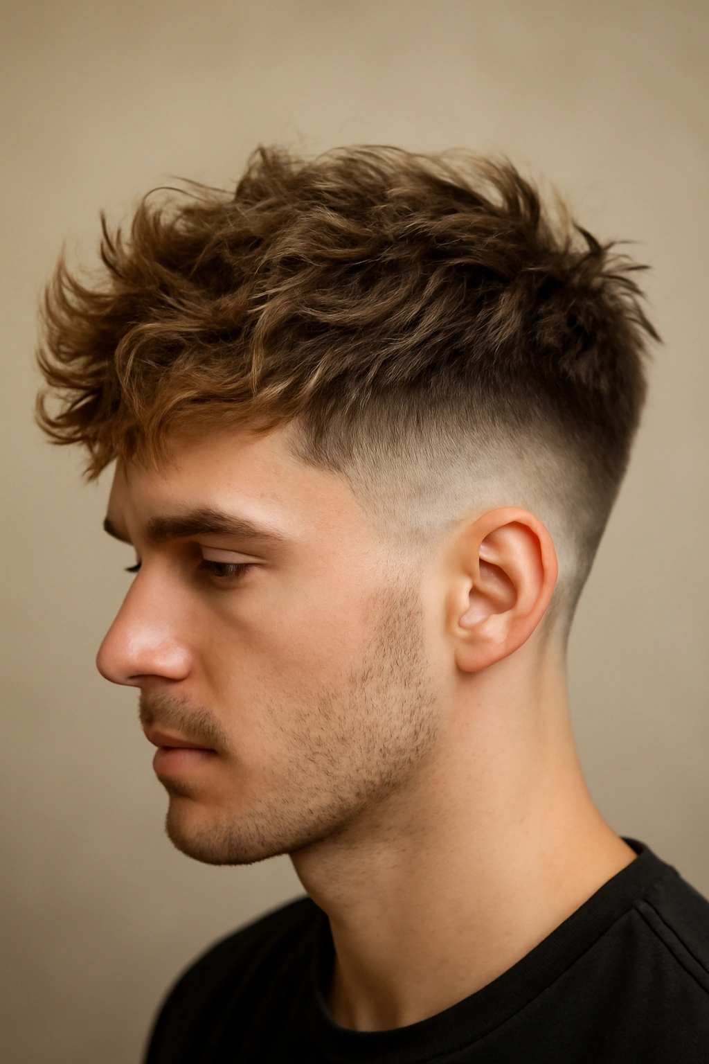 12 Short Ombre Haircuts With a Perfectly Blended Fade 8 Messy textured fade with honey ombre showing tousled top and golden gradient on sides.