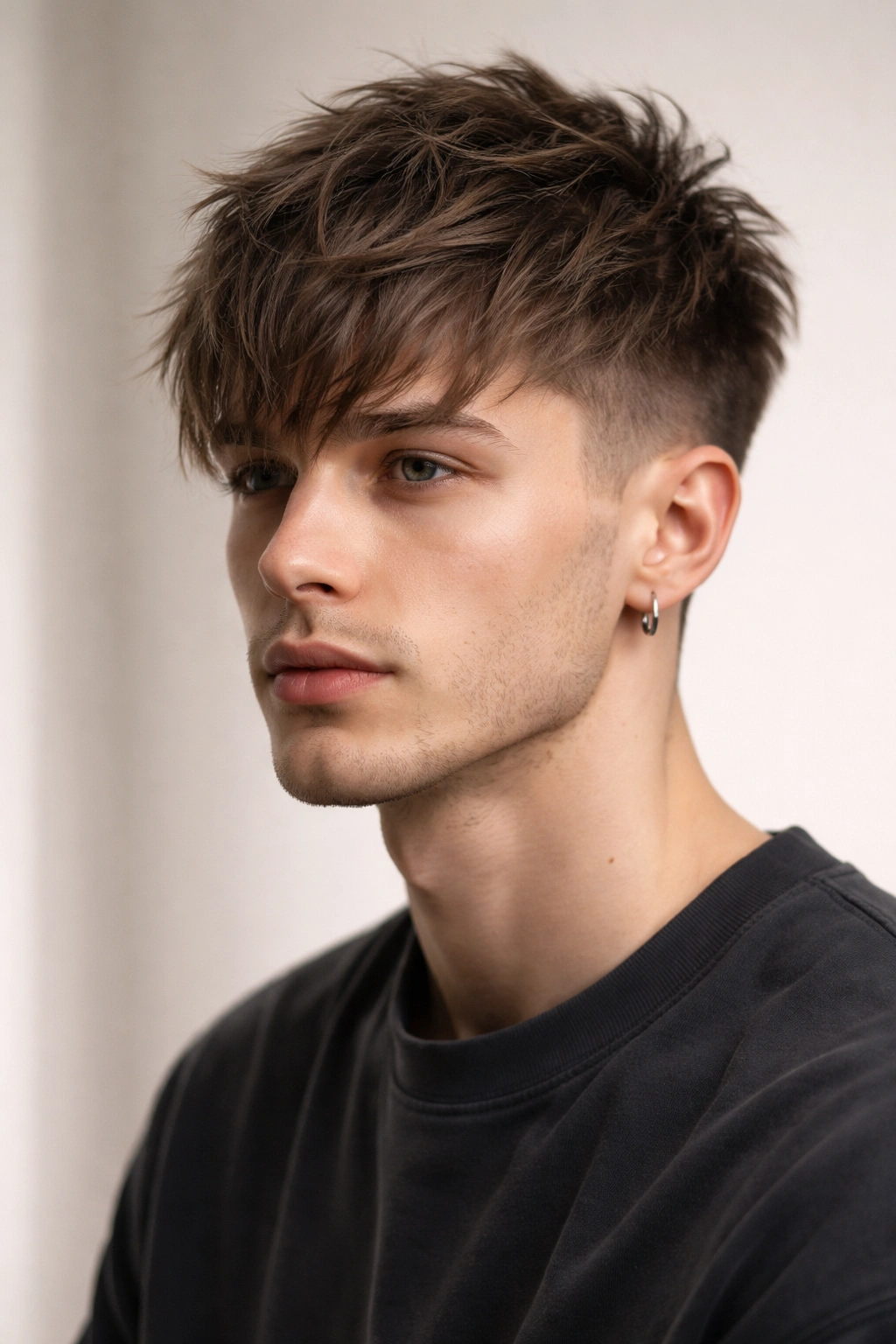 Male portrait with messy French crop and fringe