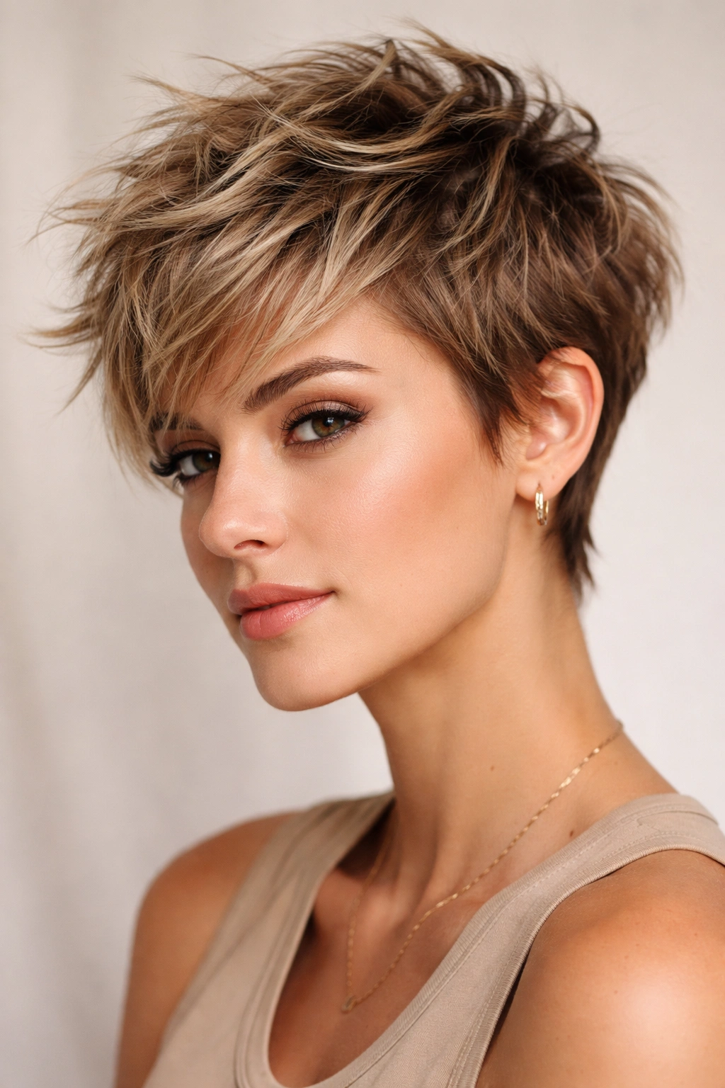 Messy textured pixie with choppy layers and tousled top