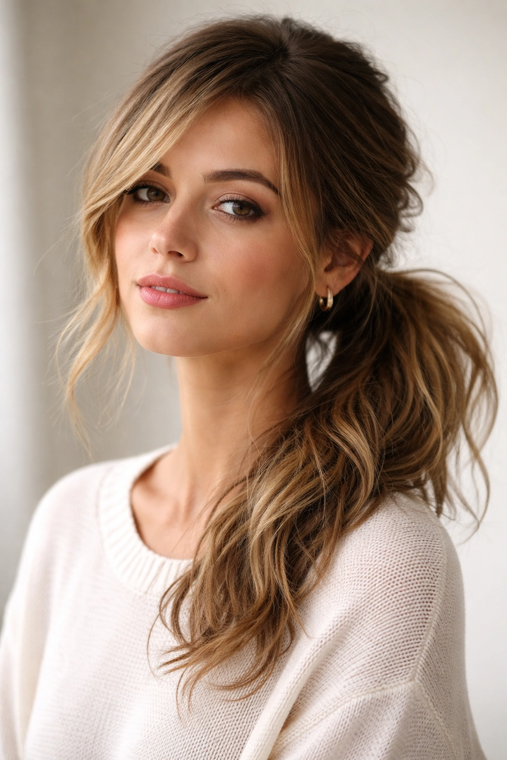 12 Everyday Hairstyles You Can Do In 5 Minutes 6 Messy side ponytail with textured strands and waves