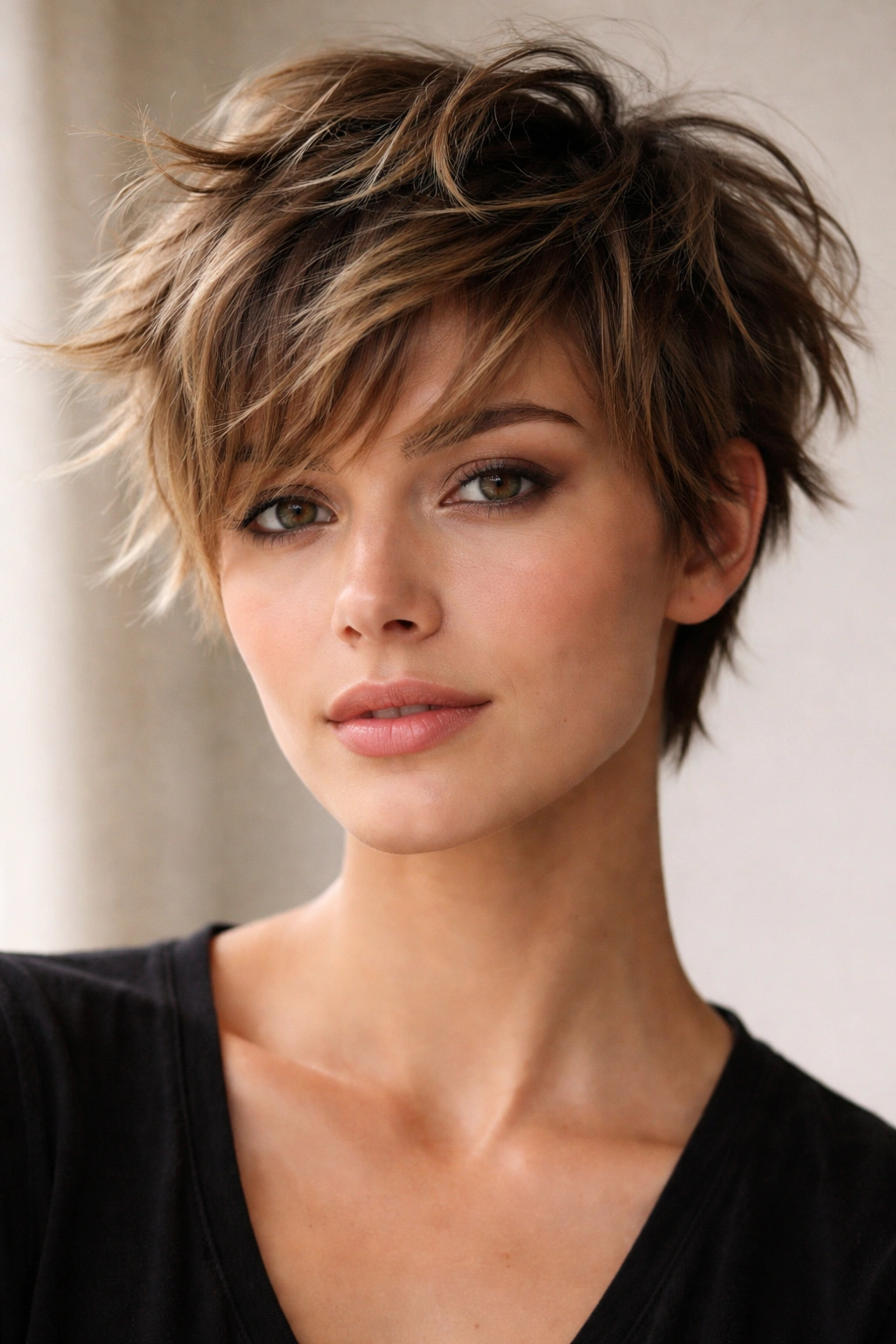 15 Short Layered Haircuts With Beautiful Movement 10 Messy textured crop with undone strands and layered pieces