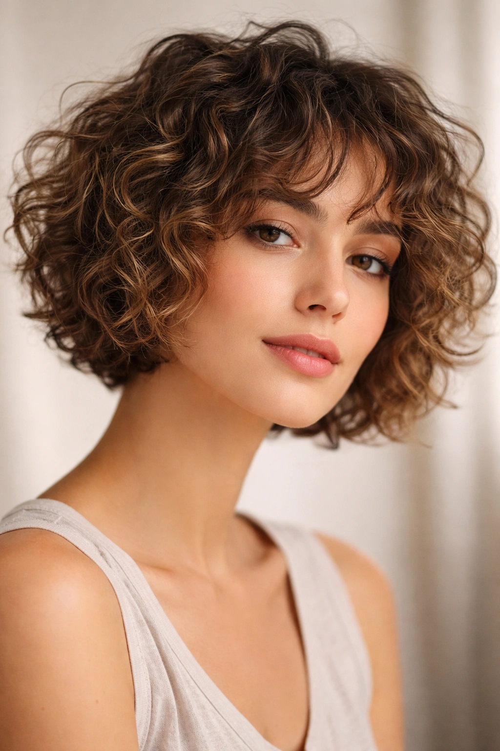 20 Curly Bob Styles For Natural And Permed Curls 17 Short curly bob with textured crop and layered pieces.