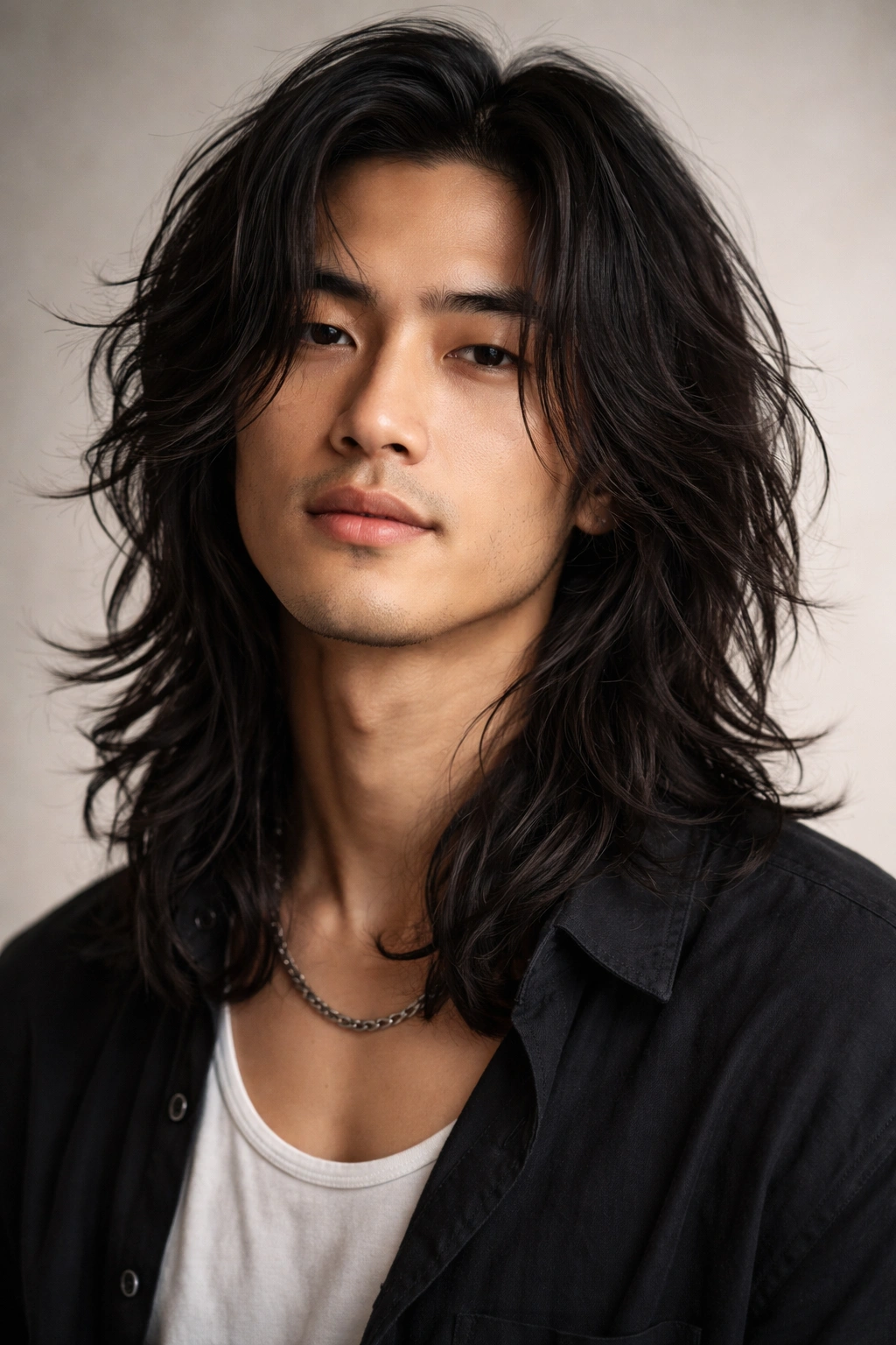 Man with messy textured long hair