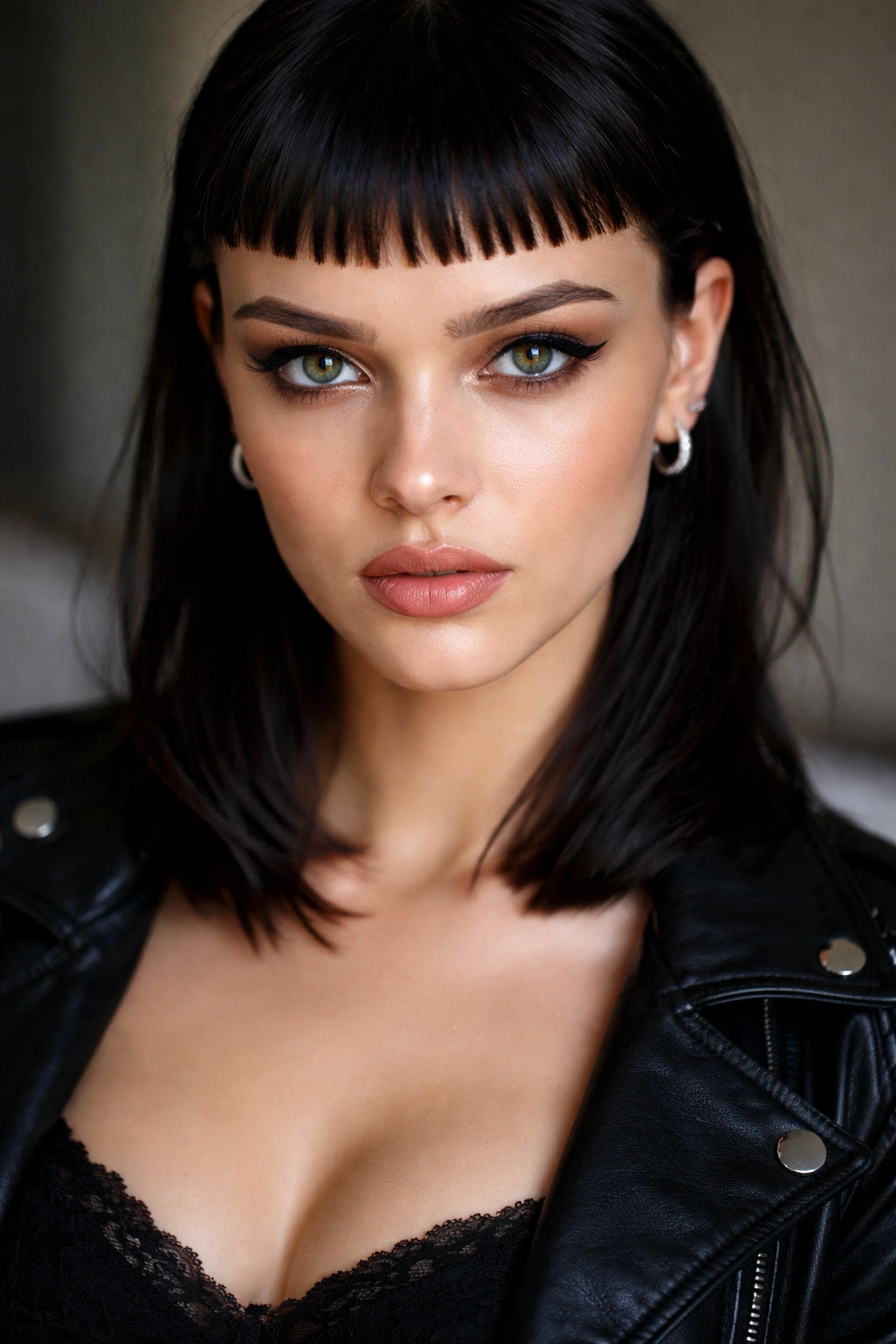 10 Front Baby Cut Styles That Are Everywhere Now 7 Close-up portrait of a person with ultra-short bangs above the eyebrows, bold fashion-forward look.