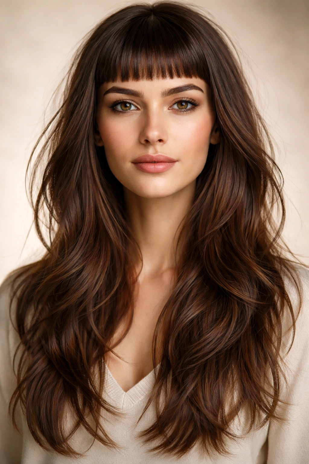 20 Long Face Hairstyles With And Without Bangs 12 Micro bangs with layered hair and bold fringe