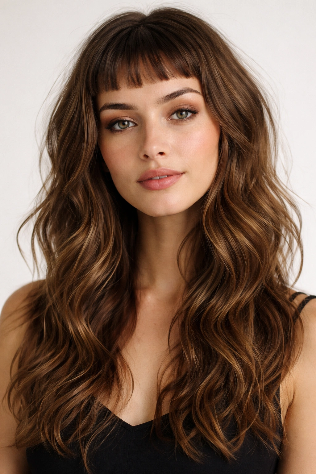 Naturally Wavy Hair 18 Haircuts That Work With It 18 Micro-bangs above eyebrows with longer layered length and waves