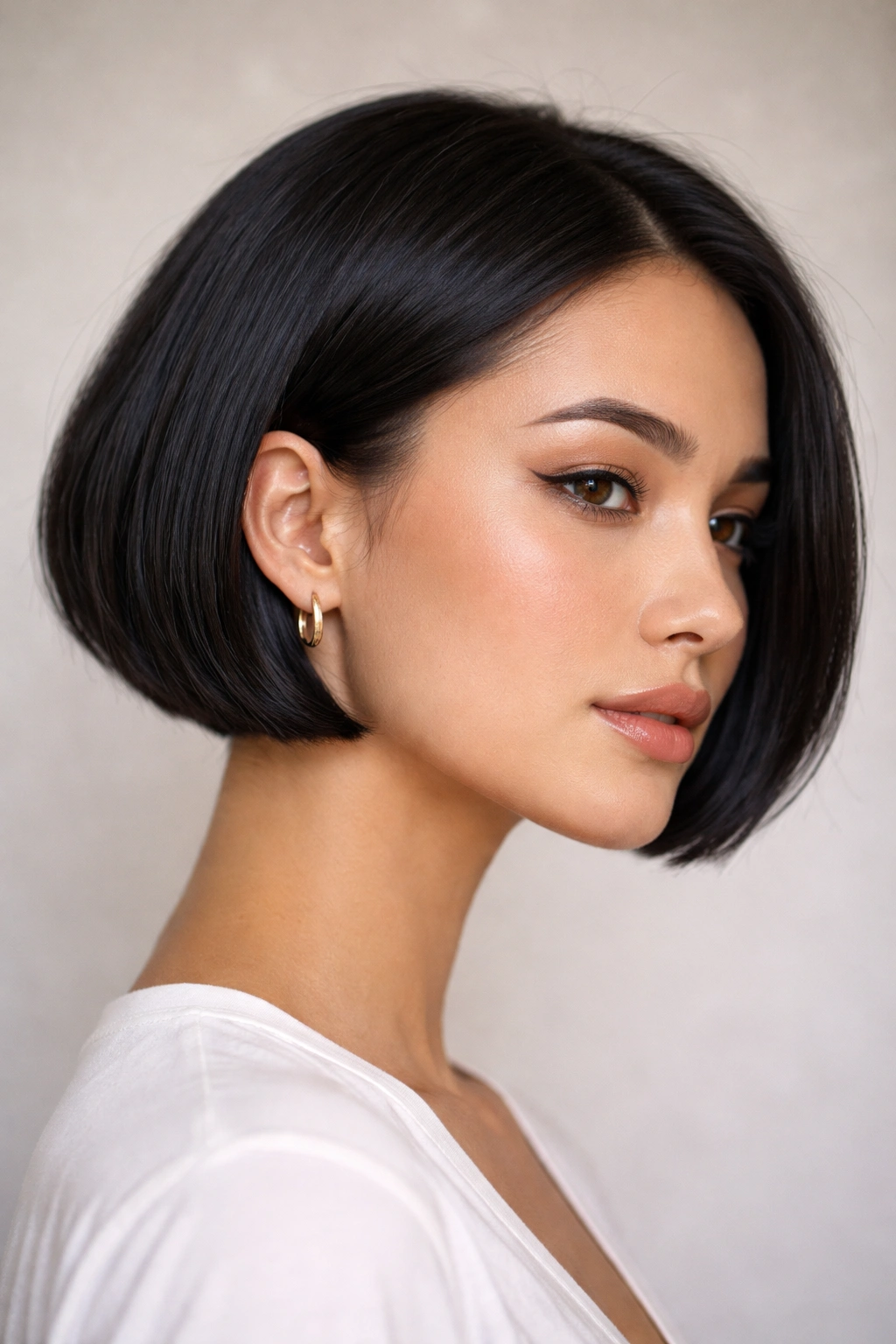 25 Bob Cuts Matched To Your Face Shape And Hair 7 Close-up of a micro bob hairstyle on thick coarse hair with oval face