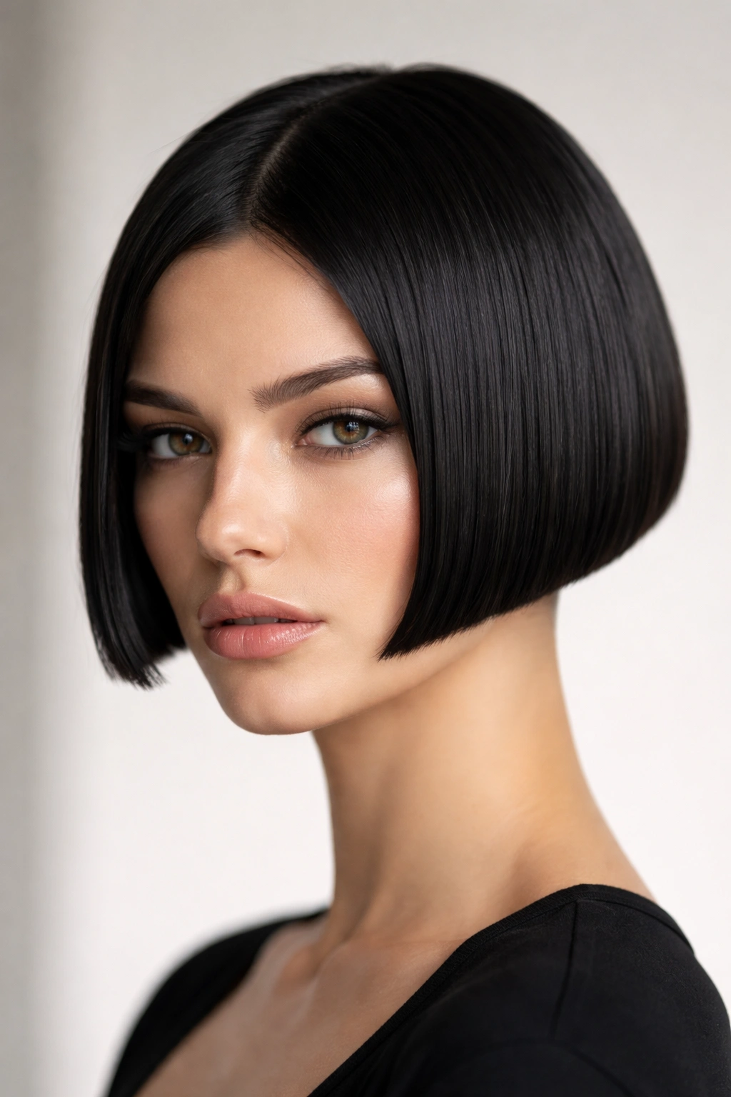 10 Sleek Bob Haircuts Made For Straight Hair 9 Close-up of a model with an ultra-short, sleek micro bob