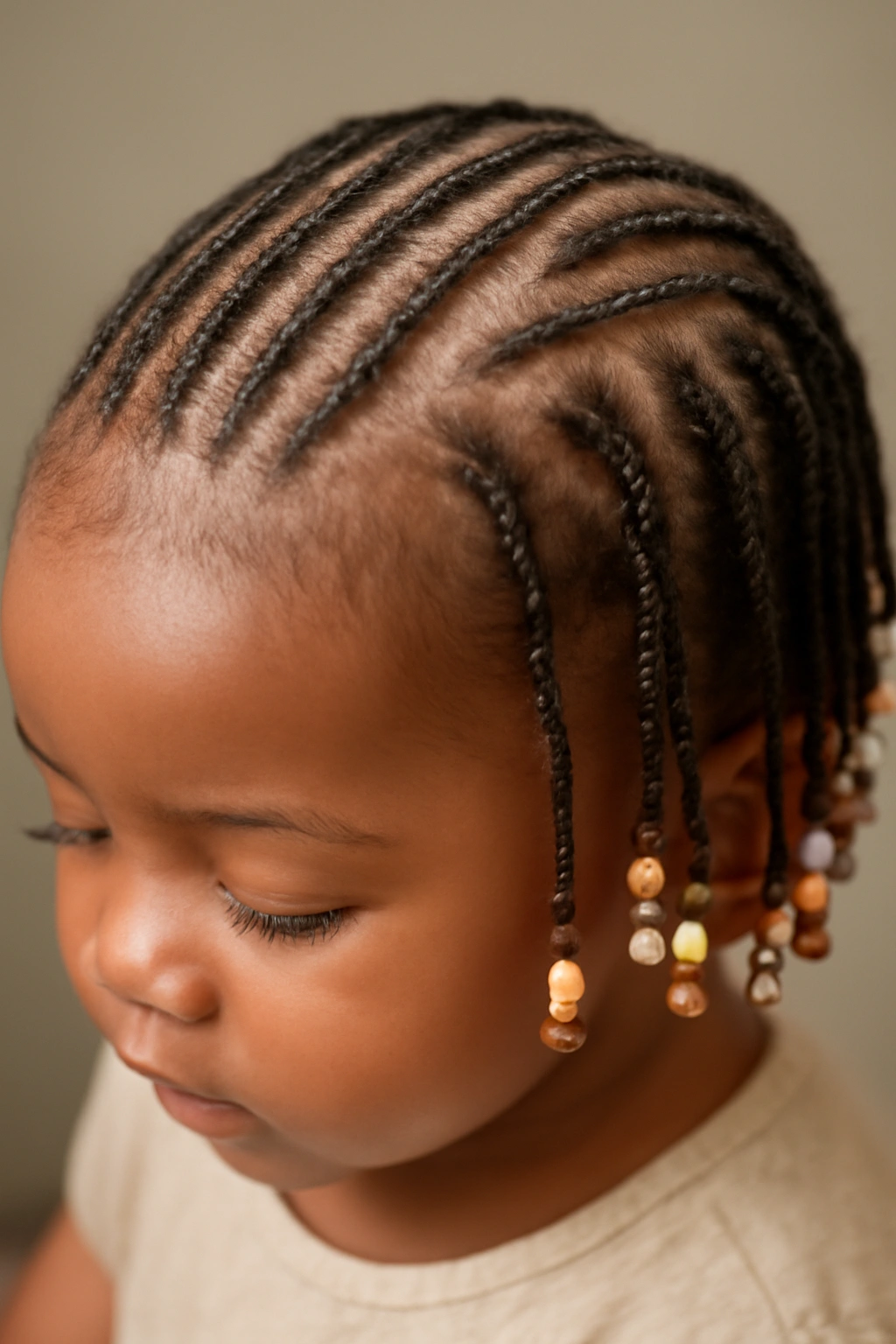 15 Adorable Natural Hair Braids for Toddlers 11 Tiny micro braids with beads on a toddler's head