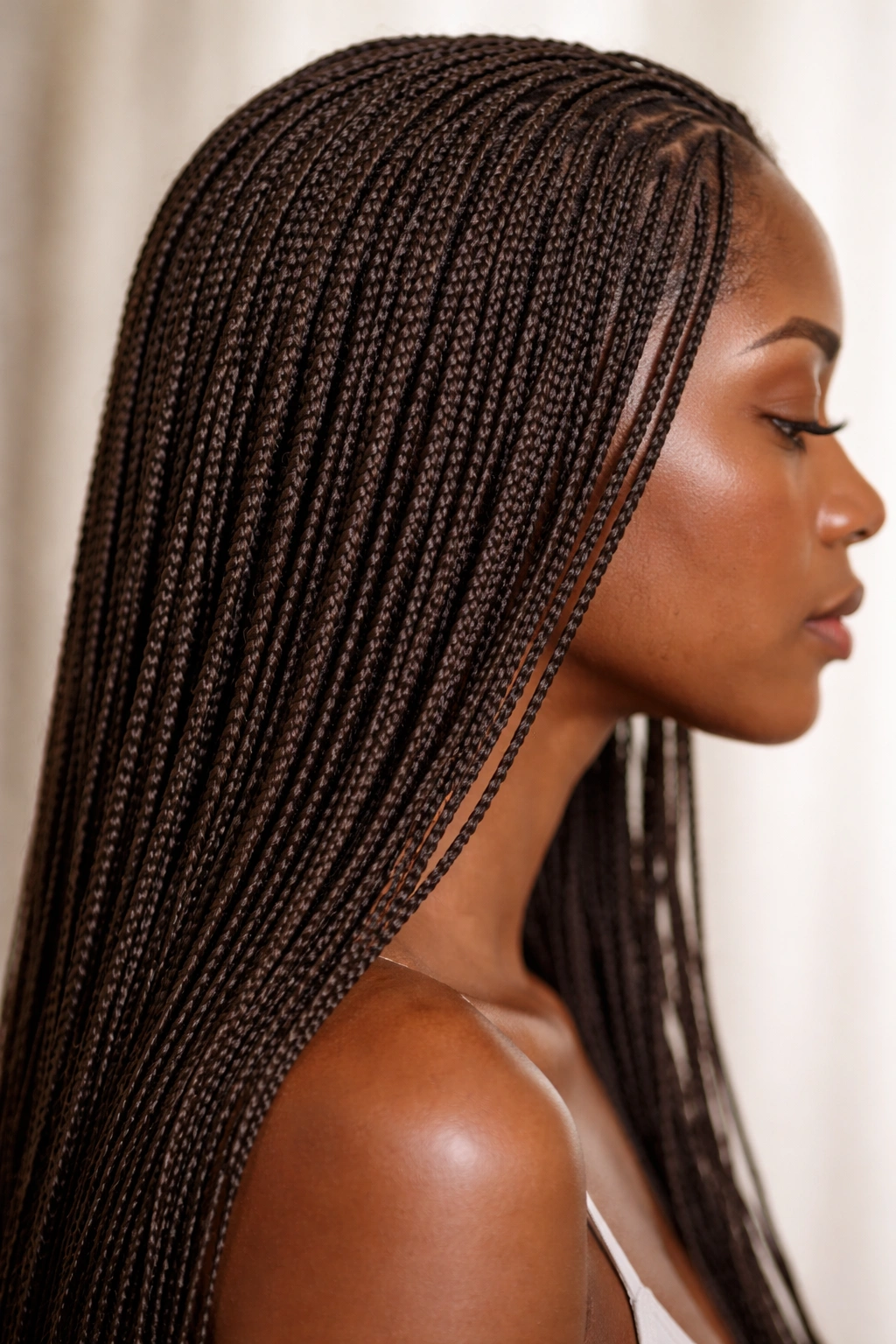 25 Natural Hairstyles For Coily And Curly Textures 10 Head with numerous micro braids arranged across the scalp