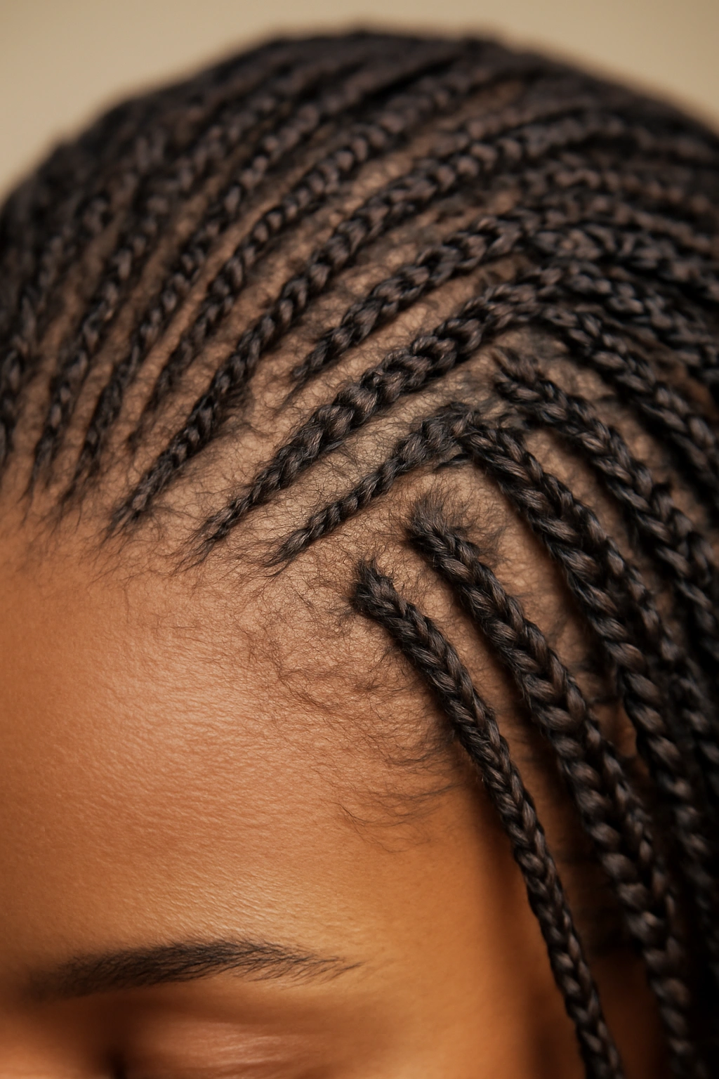 15 Short Braids for Natural Hair You Need to See 14 Close-up of tiny micro braids densely woven across the scalp