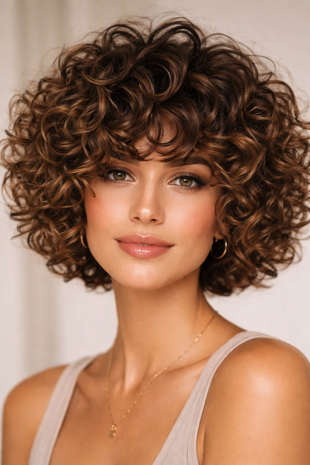 15 Curly Choppy Bobs With Volume And Bounce 2 Close-up of micro-choppy curls with many tiny layers and high volume