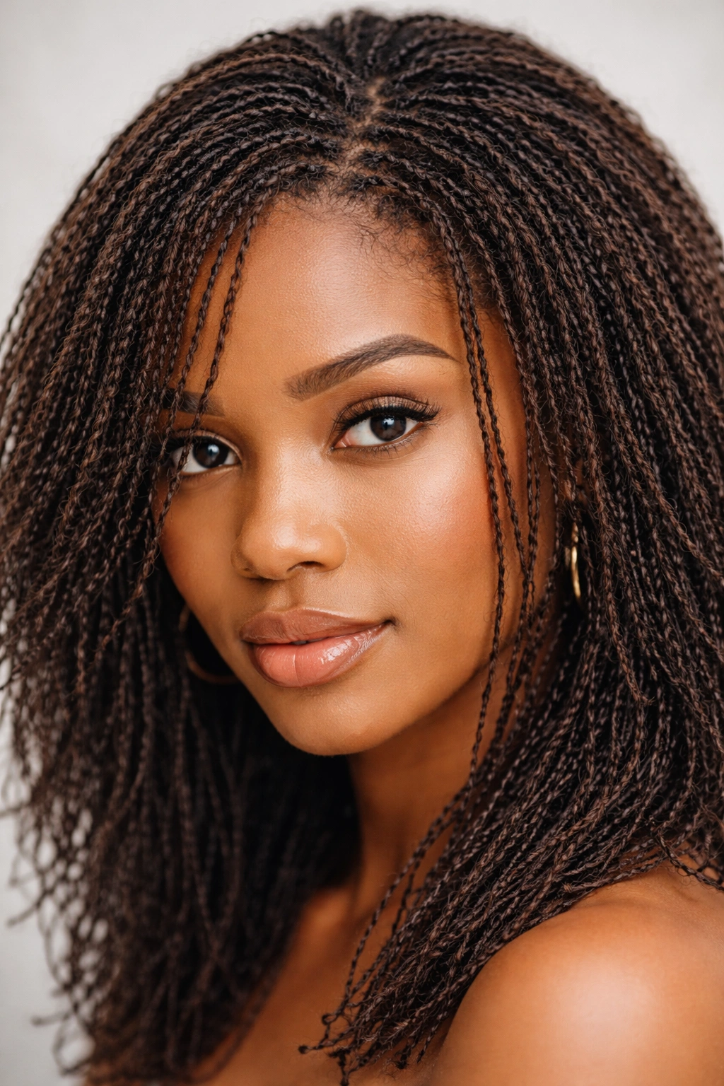 Close-up of micro dreadlocks forming a cloud-like texture on the scalp