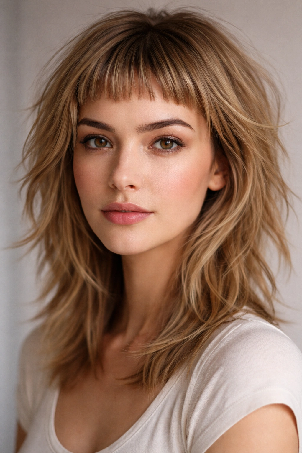 20 Haircuts That Give Fine Hair Instant Fullness 8 Portrait of a person with micro fringe and layered hair for fullness