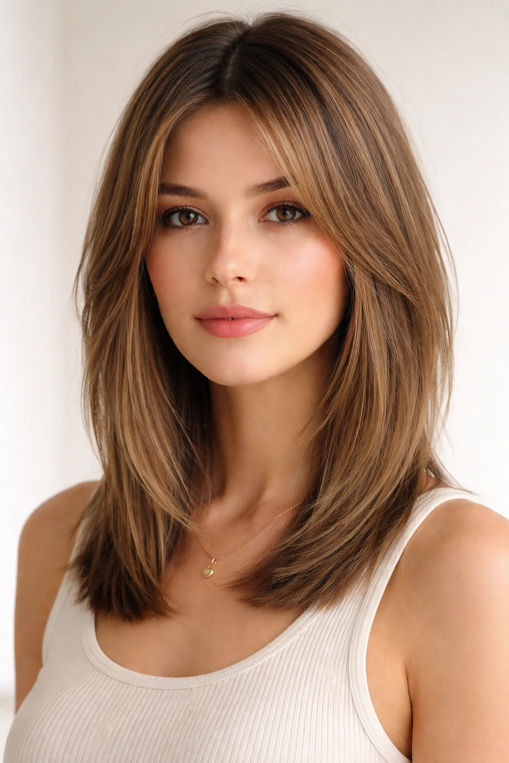 Close-up of shoulder-length hair with micro-layers adding texture and movement