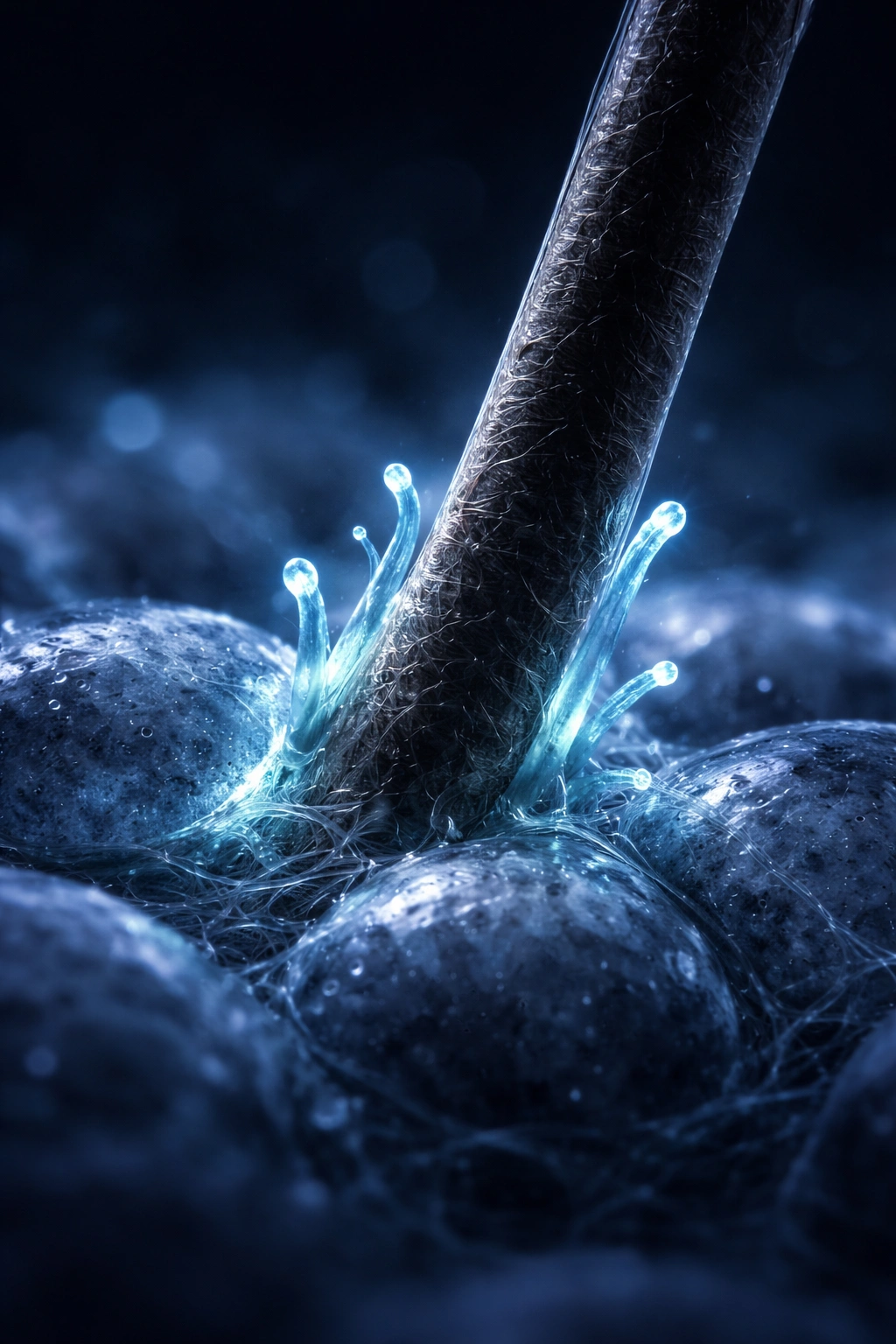 Macro view suggesting microscopic postmortem hair growth after brain death.