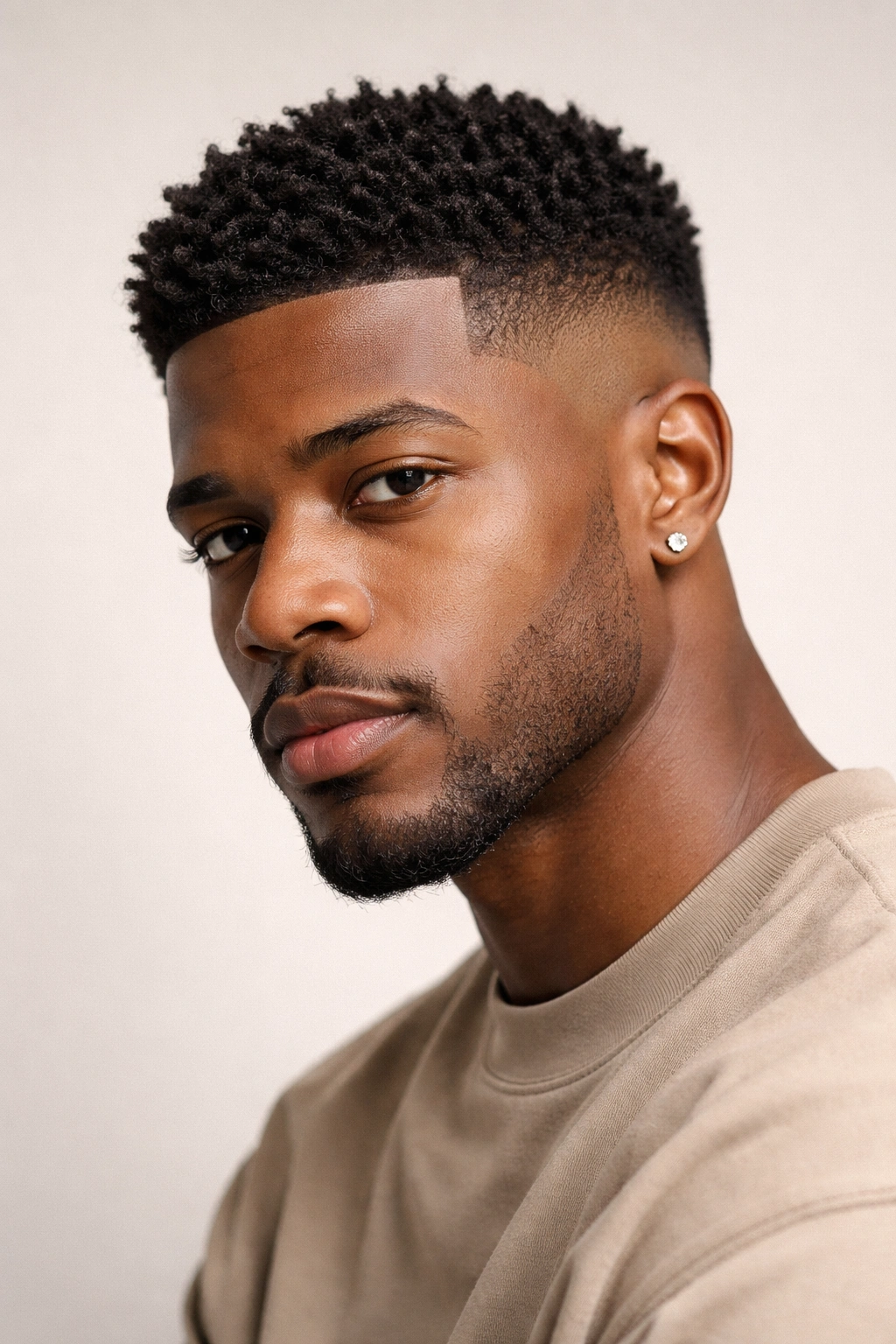 Head-and-shoulders portrait of a Black man with a mid fade and textured crop.