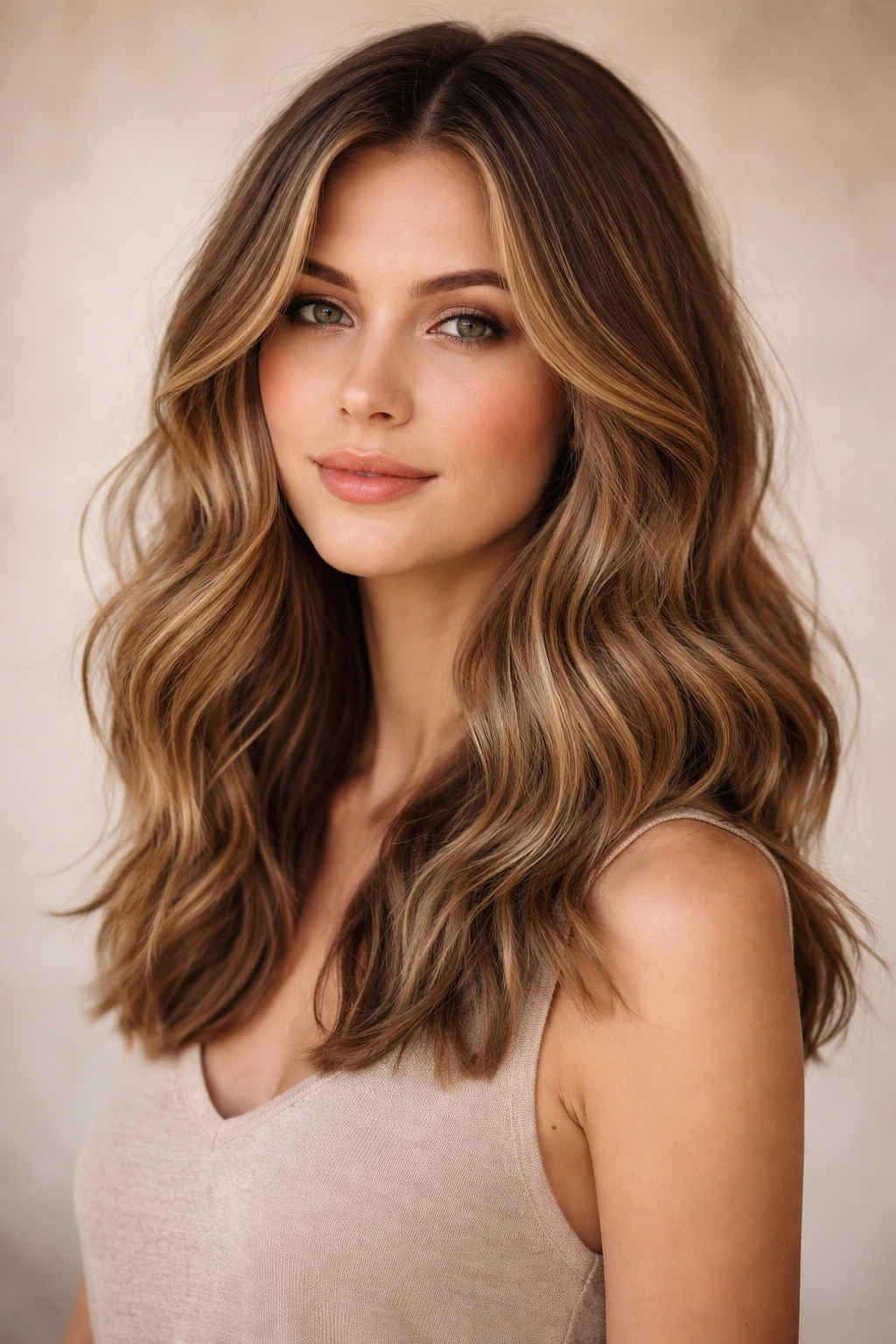 15 Flattering Haircuts For Women With Long Faces 5 Portrait of a midi-length hairstyle with loose waves and layered texture