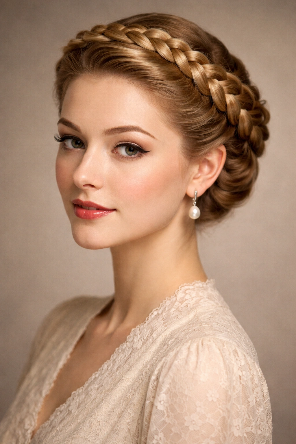 Braided crown milkmaid braids hairstyle portrait