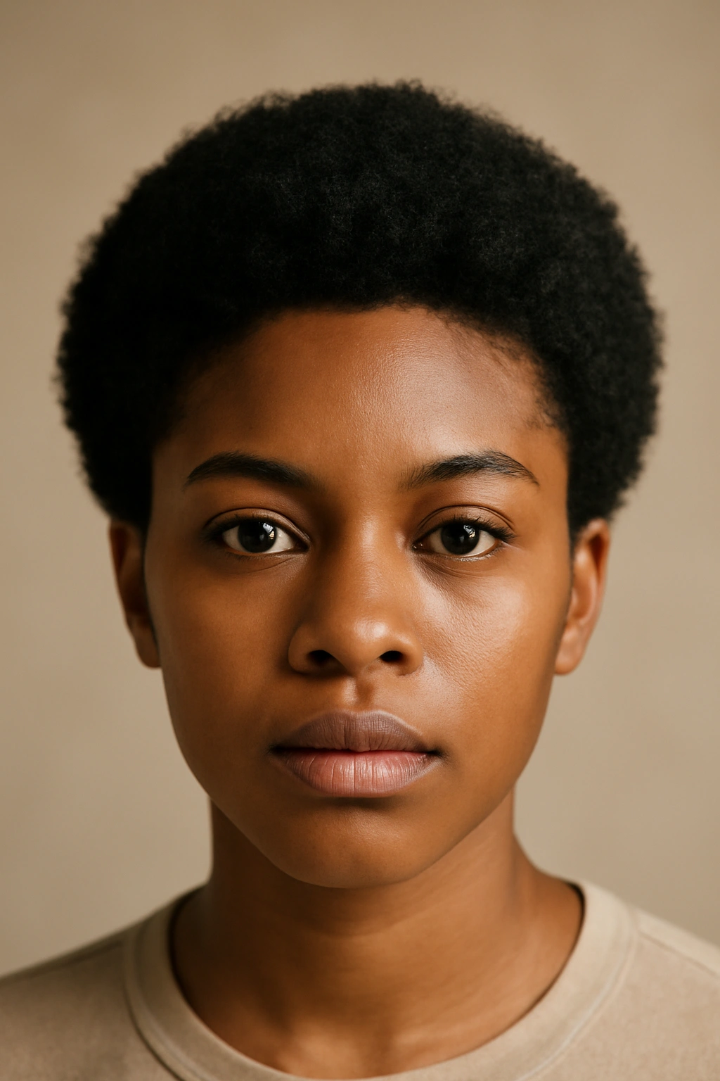 15 Afro Hairstyles for Every Length and Texture 9 Close-up of a small, tightly coiled mini afro with natural shine.