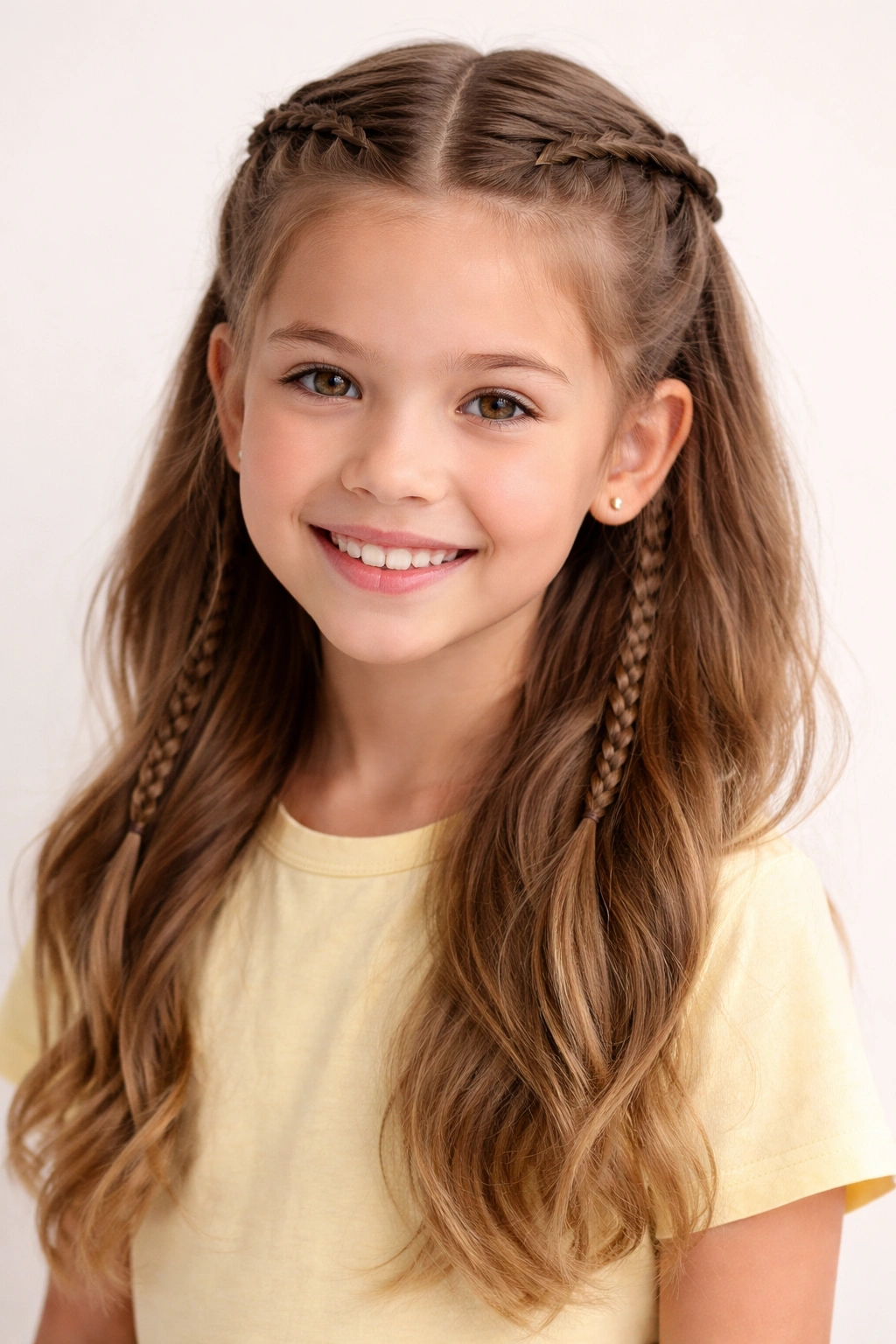 Half-up half-down hairstyle with mini braids on a child