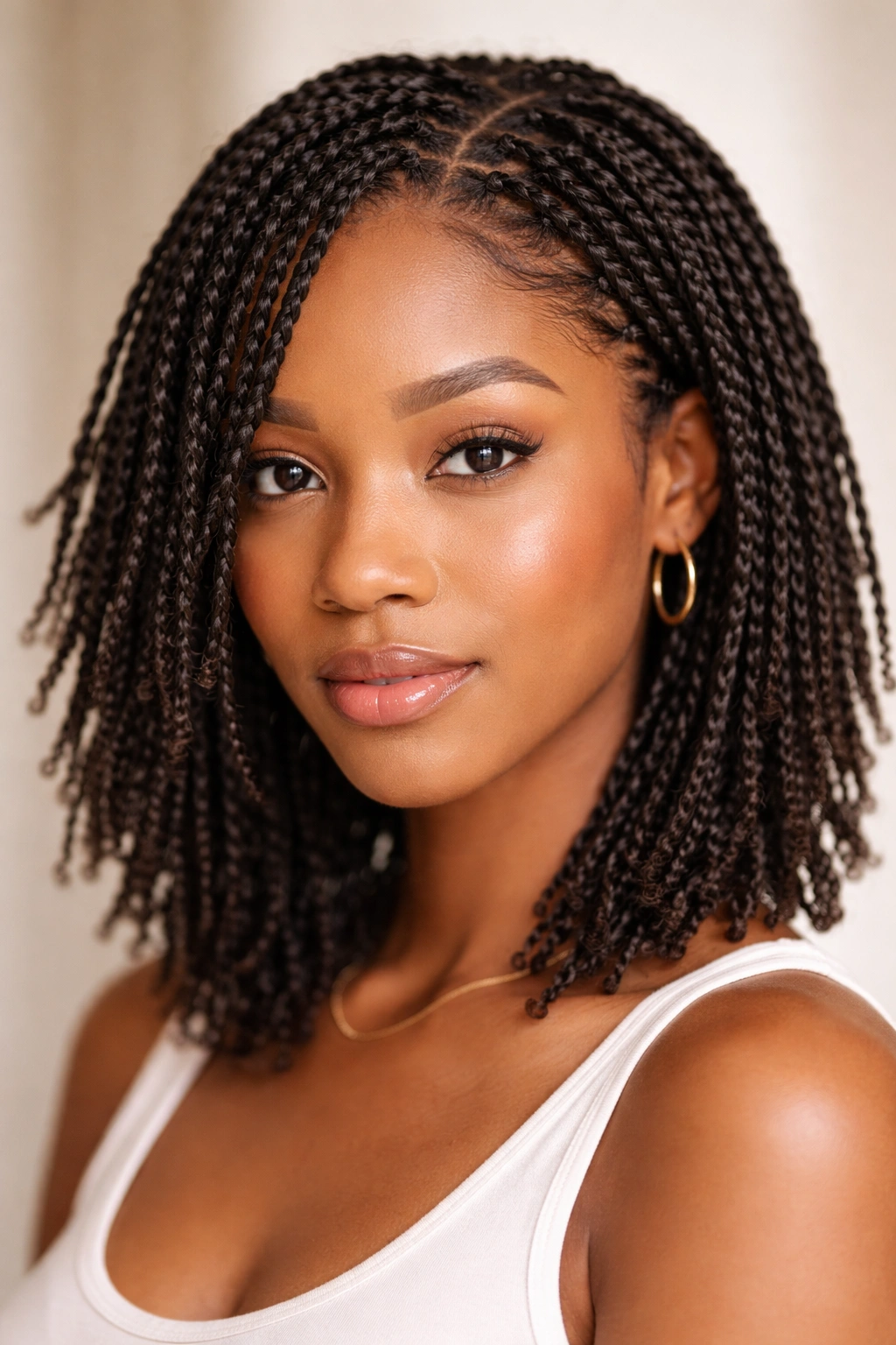 15 Short Twist Styles For Every Natural Hair Texture 7 Close-up of numerous mini twists on natural hair with crisp definition