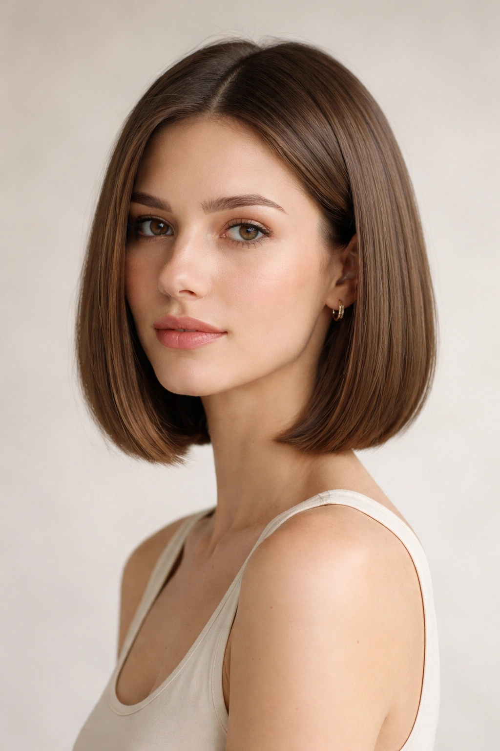 10 Layered Straight Short Cuts That Look So Clean 5 Frontal view of The Minimalist One-Length Straight Bob with subtle layers