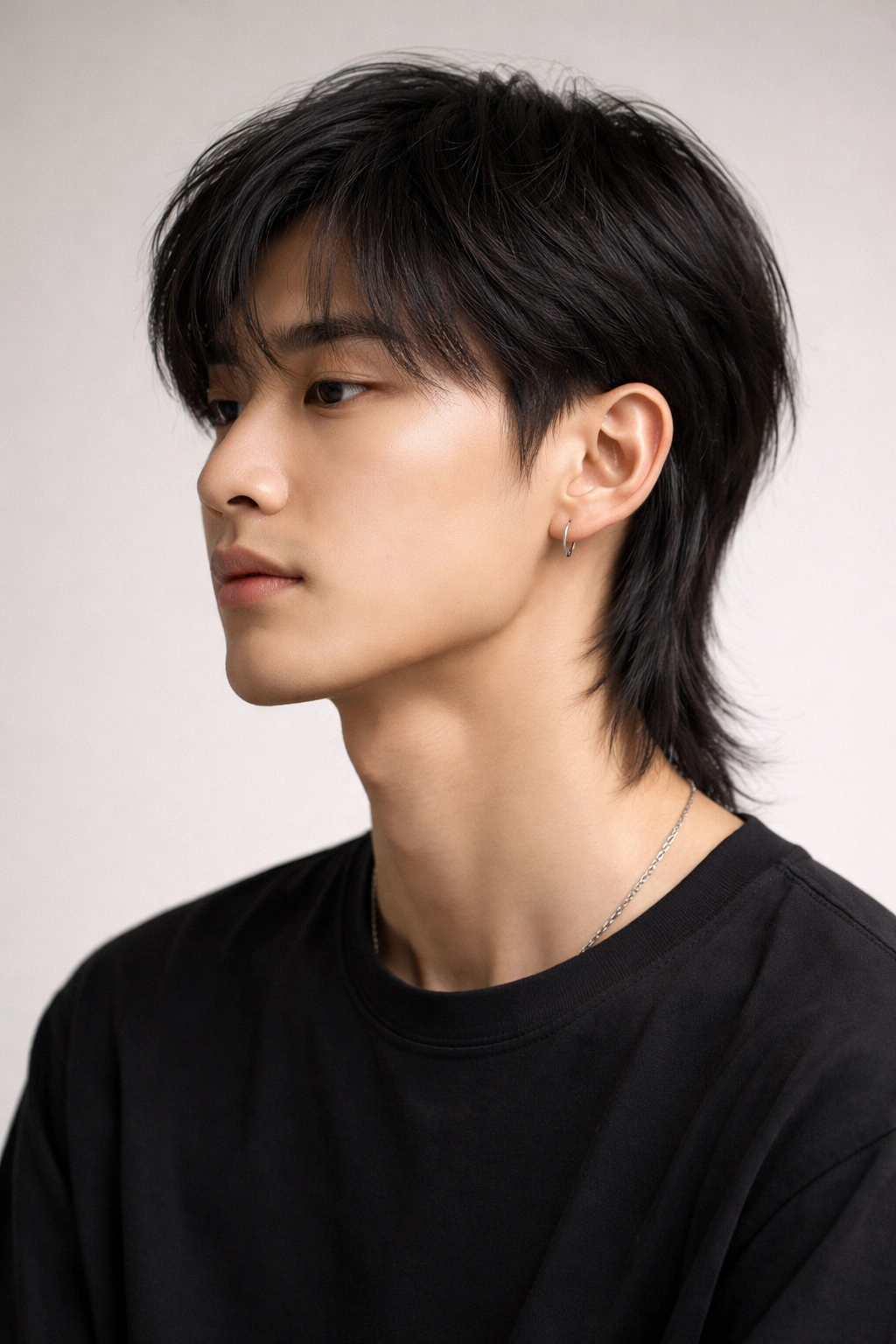 Close-up of The Minimalist Mullet showing subtle length difference and longer sides