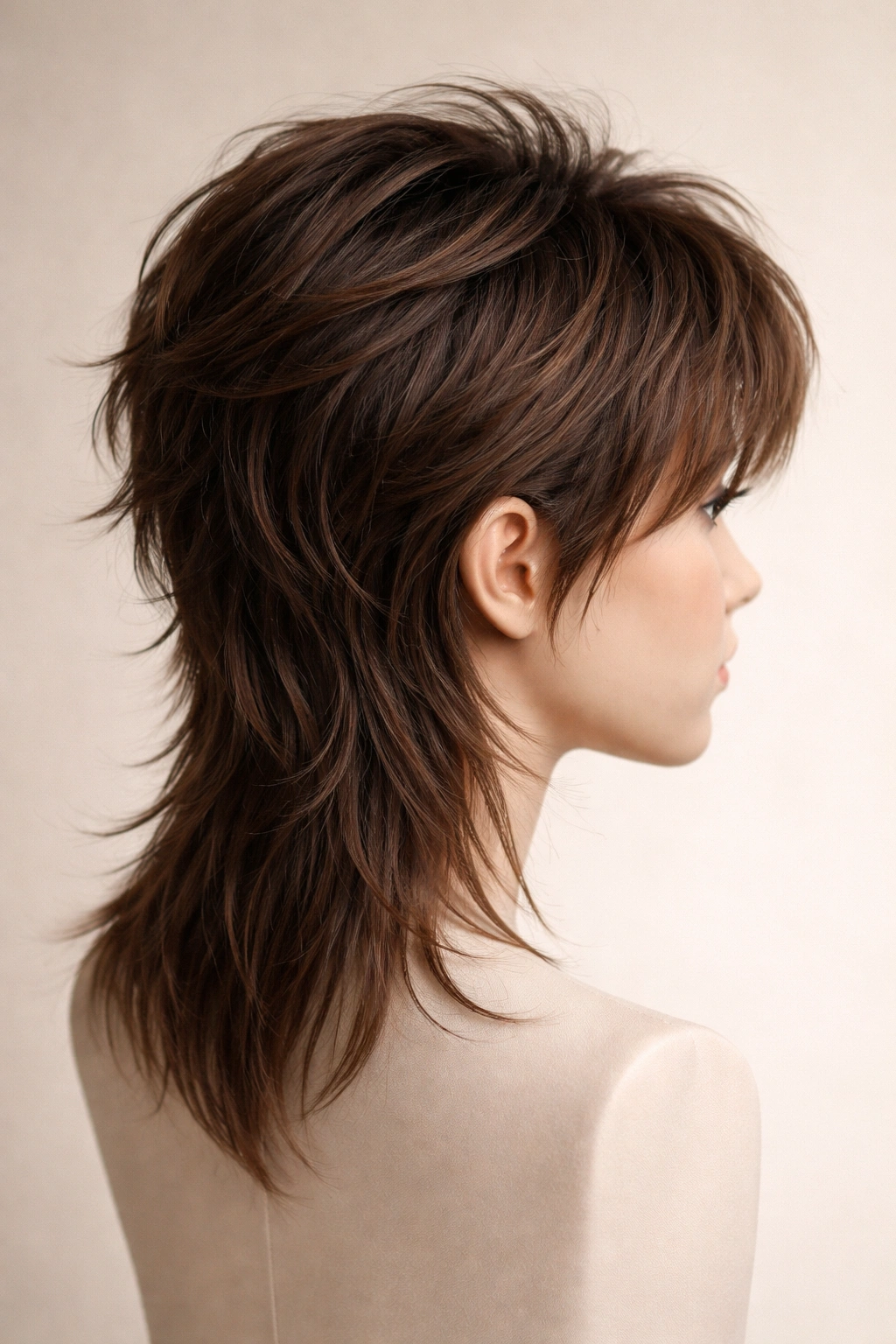 15 Short Haircuts Made For Heart Shaped Faces 10 Modern mullet hairstyle with short top and longer back on a mannequin head