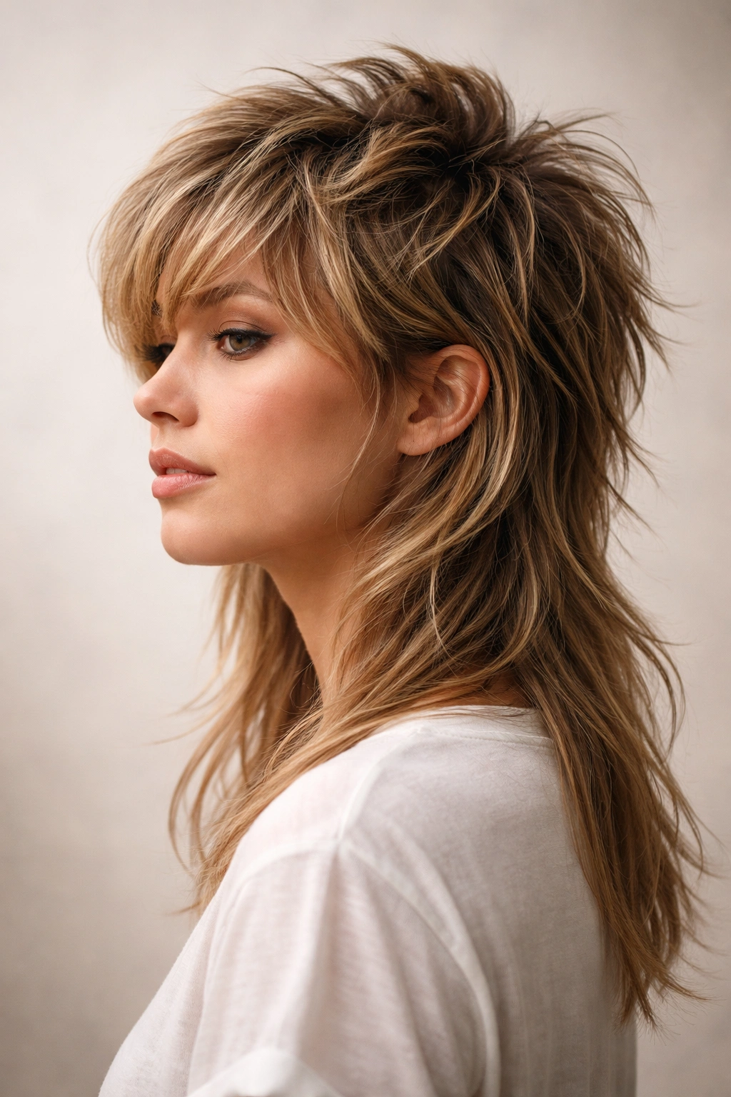 20 Haircuts That Give Fine Hair Instant Fullness 17 Modern mullet with textured top and longer back, viewed from side.