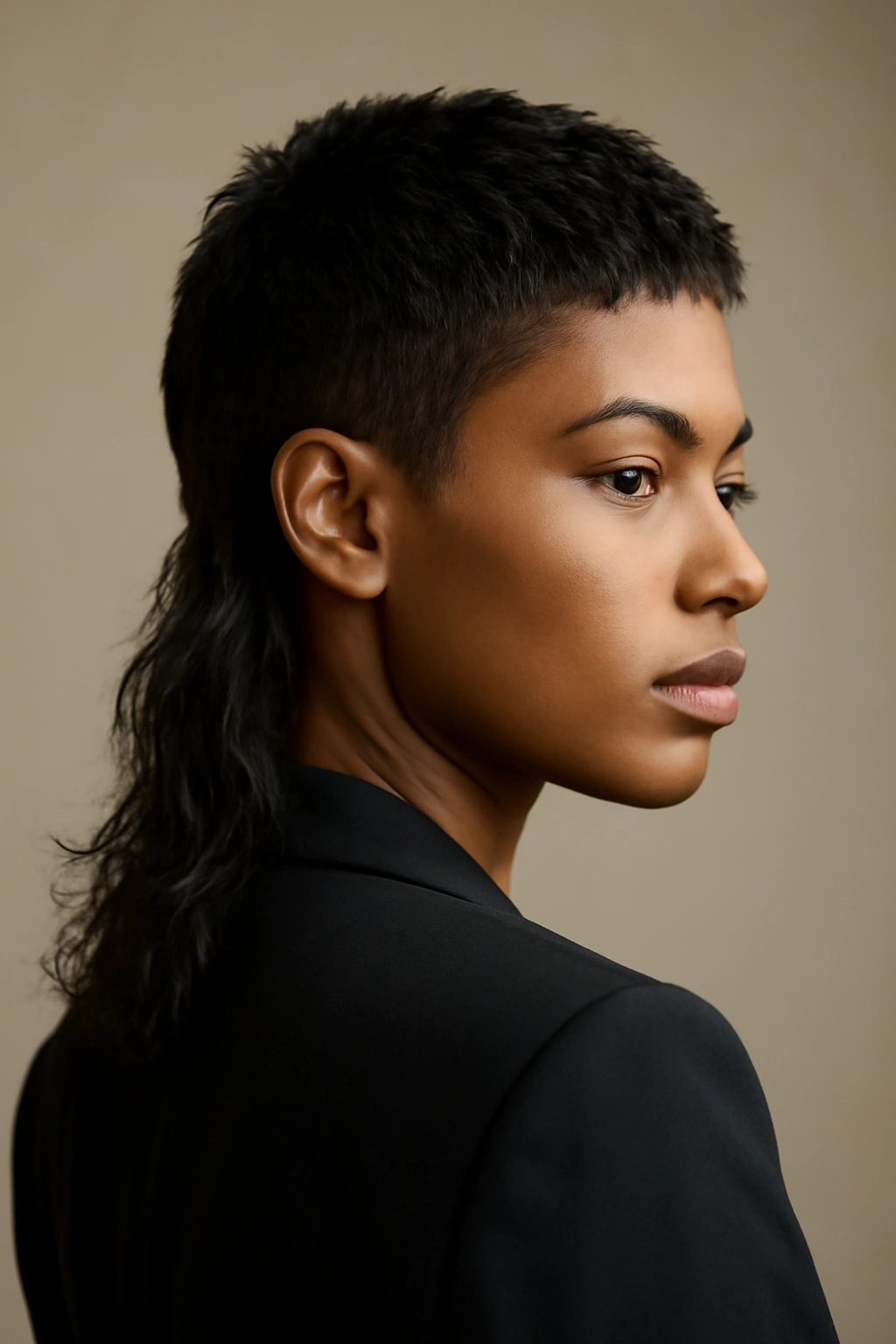 10 Quick Weave Short Styles Worth Asking For Now 10 Portrait of a person with a modern mullet weave showing short front and longer back