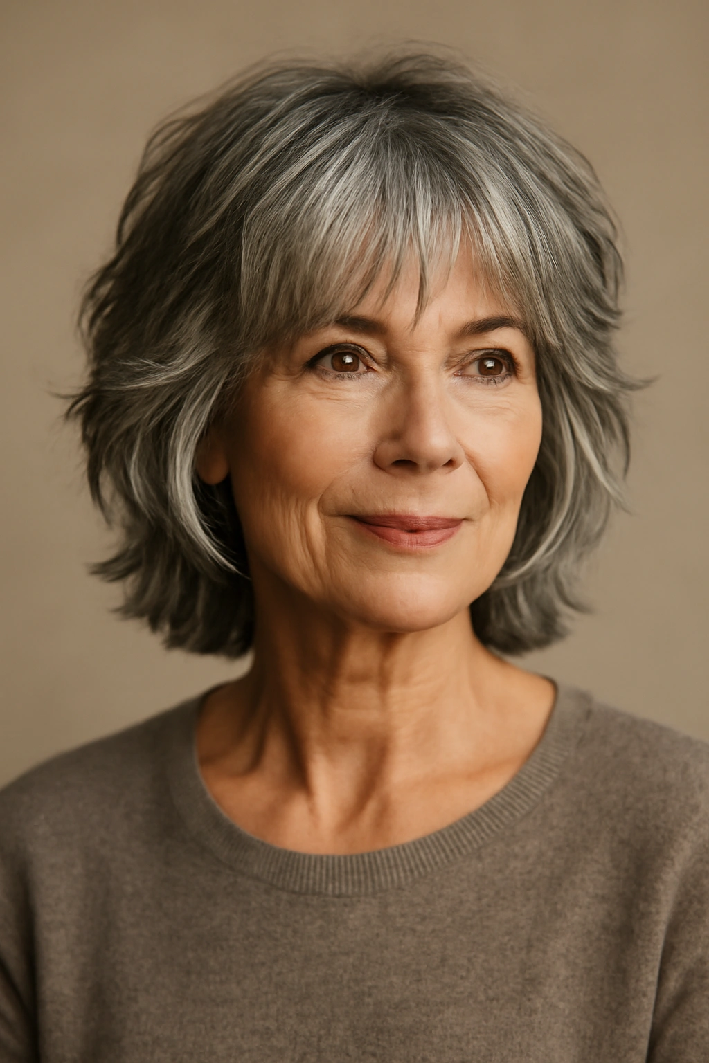 15 Youthful Hairstyles For Women Over 60 4 Model with modern shag hairstyle showing layered volume and texture