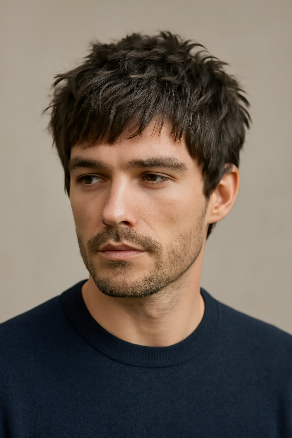 20 Men's Haircuts Matched to Face Shape and Hair Type 11 Man with modern shag hairstyle featuring choppy textured layers and undone style