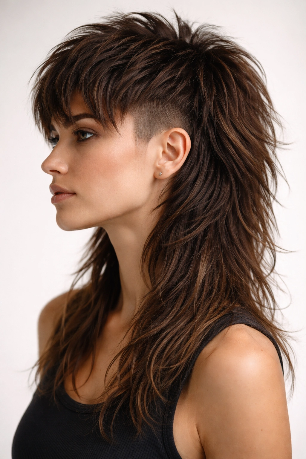 12 Shullet Haircuts That Mix Shag And Mullet 5 Portrait of a person with modern textured mullet showing sharp fade and long textured back