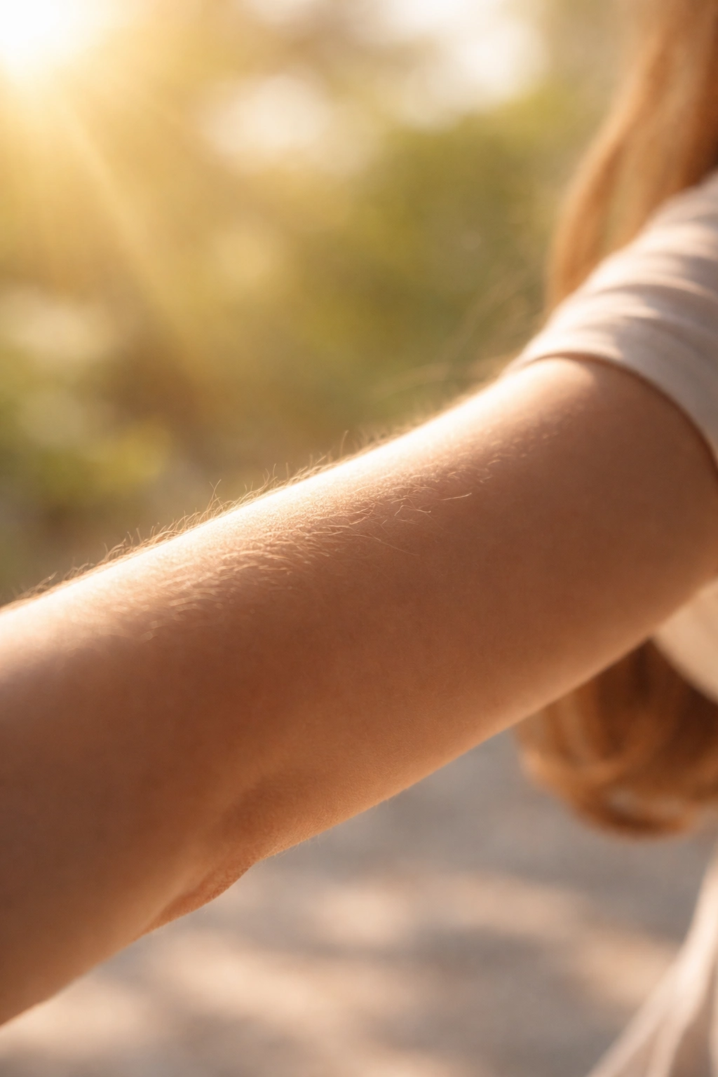 Forearm in gentle morning sun illustrating vitamin D benefits