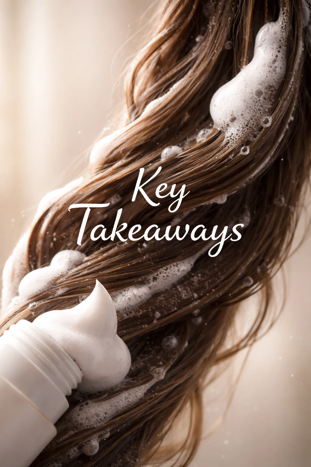 Abstract representation of hair mousse takeaways with foam texture on damp hair