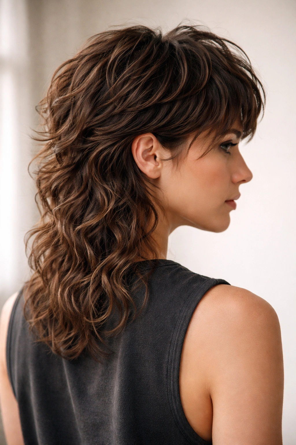 Short And Wavy 15 Haircuts Designed For Your Texture 5 Modern mullet with shorter crown and longer back showing wave texture.