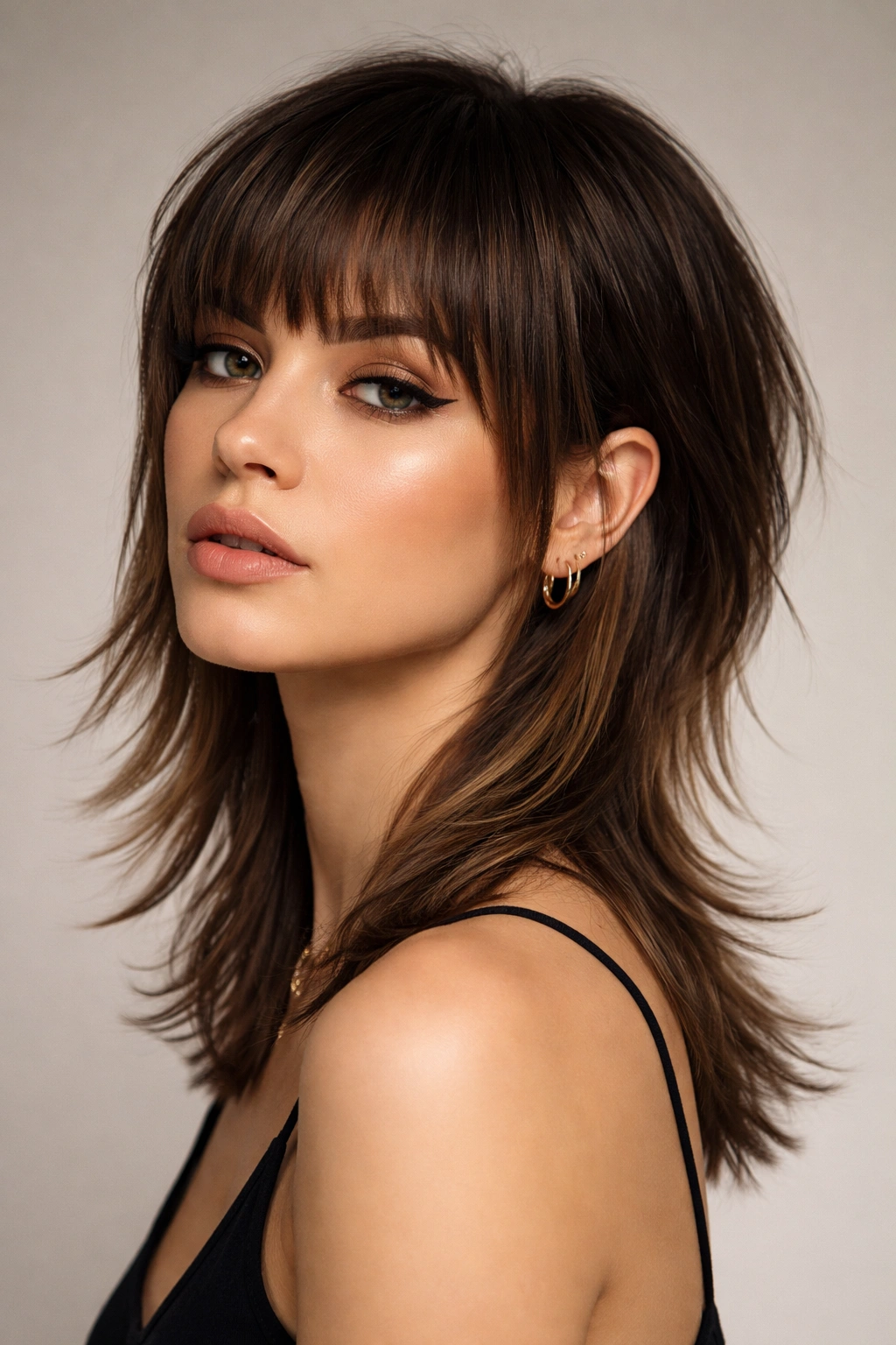 Portrait of The Mullet Cut (Modern Take) showing short front and longer back for bold style