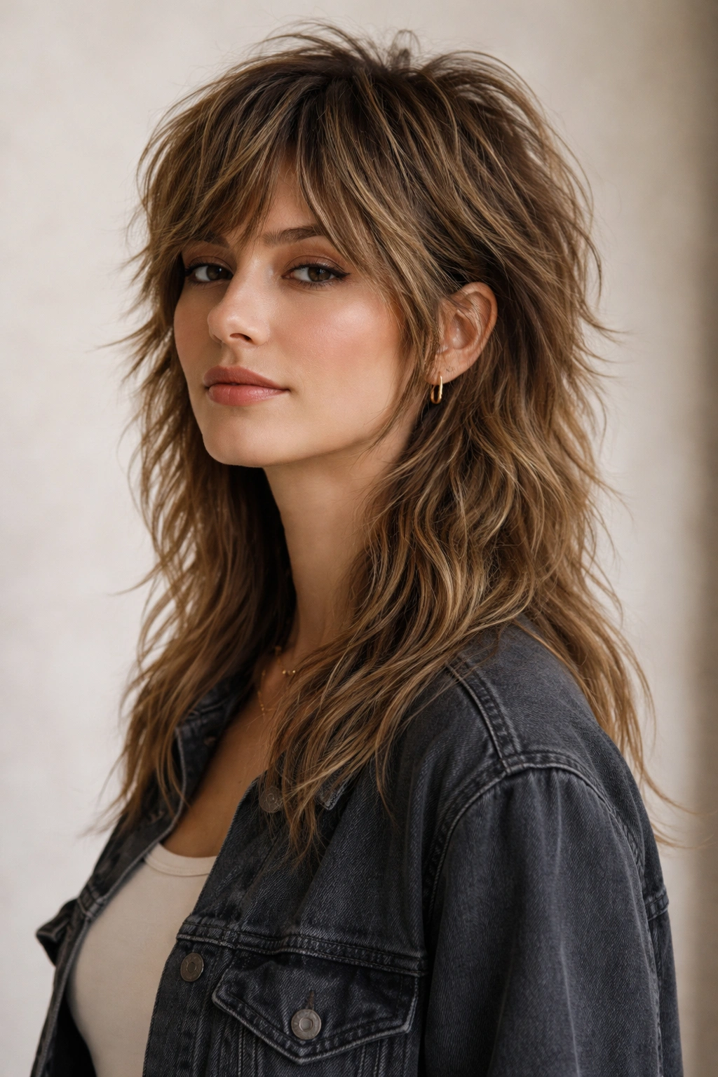18 Medium Shaggy Cuts With Built In Movement 14 Close-up of textured mullet-inspired shag with short top and long back