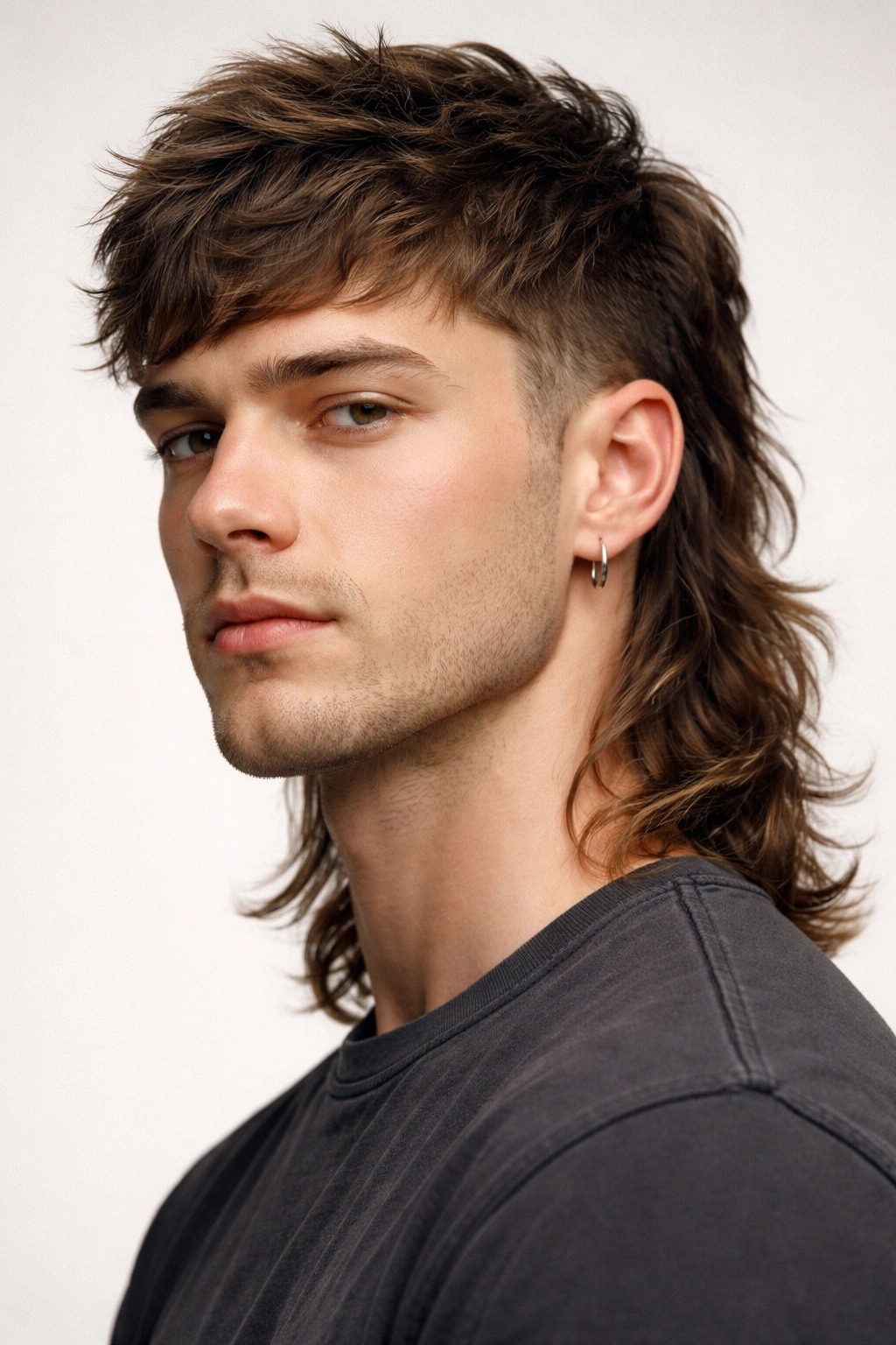 Portrait of a person with a well-suited mullet