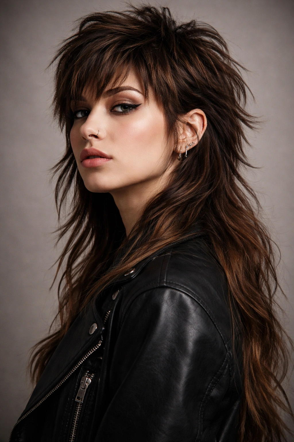 Mullet-inspired wolf cut with very short top and long bottom